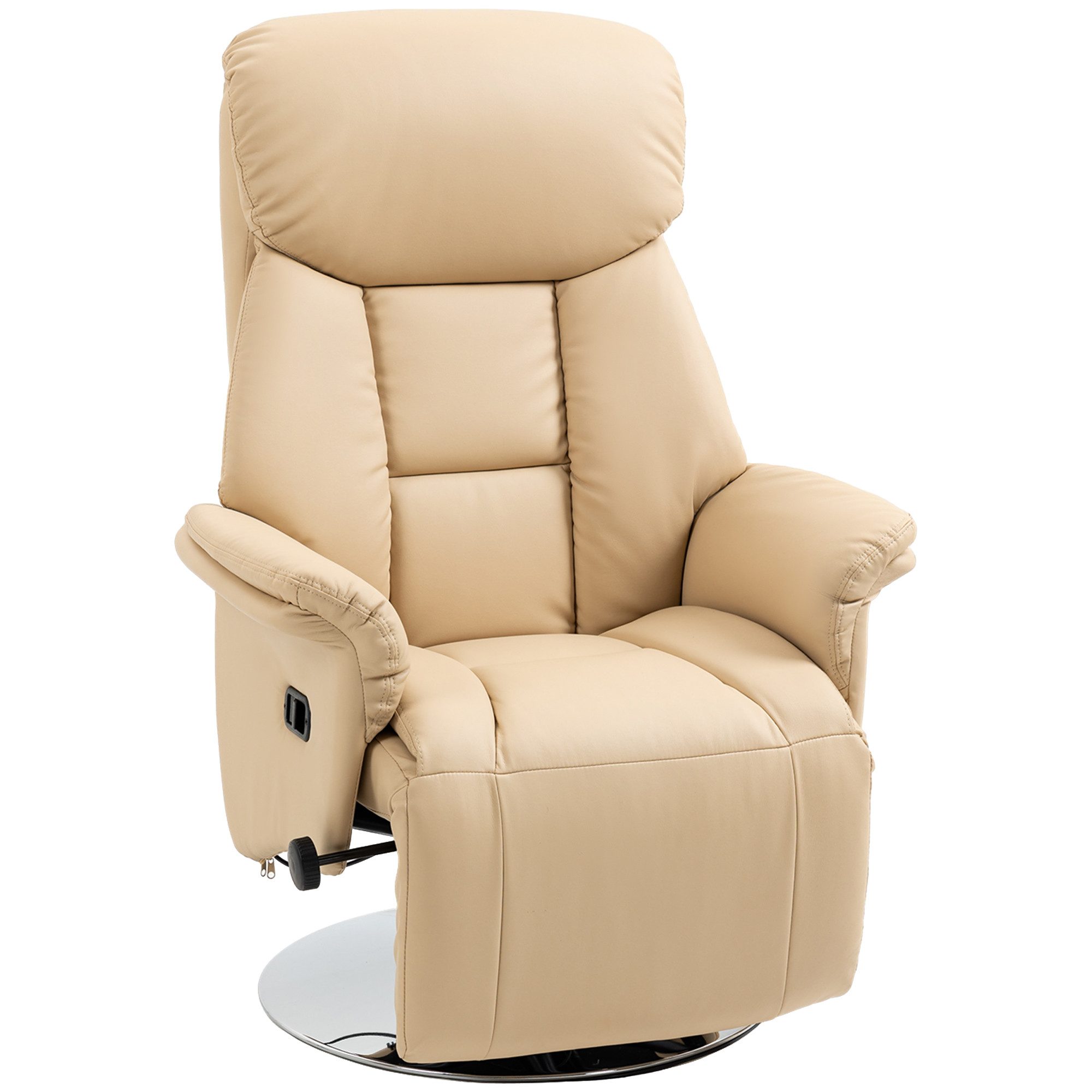 HOMCOM Relaxsessel Fernsehsessel mit Liegefunktion, drehbar, gepolstert, Ruhesessel (Fernsehsessel, 1-St., Liegesessel), für Wohnzimer, Beige – Bild 2 von 5