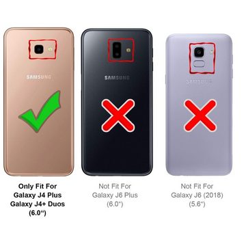 CoolGadget Handyhülle Magnet Case Handy Tasche für Samsung Galaxy J4 Plus 6 Zoll, Hülle Klapphülle Ultra Slim Flip Cover für Samsung J4 Plus Schutzhülle