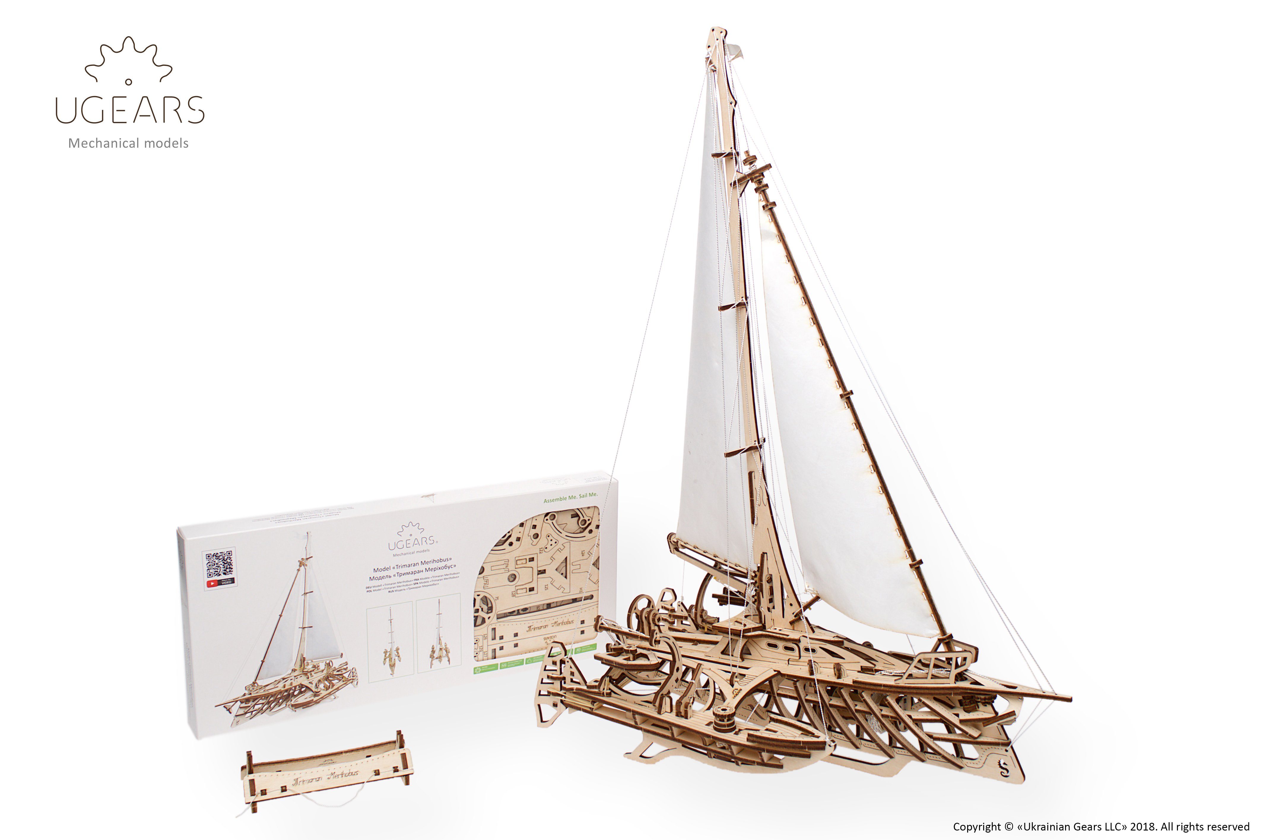 3D-Puzzle UGEARS UGEARS Puzzleteile 3D-Puzzle TRIMARAN Holz 237 Modellbausatz MERIHOBUS,