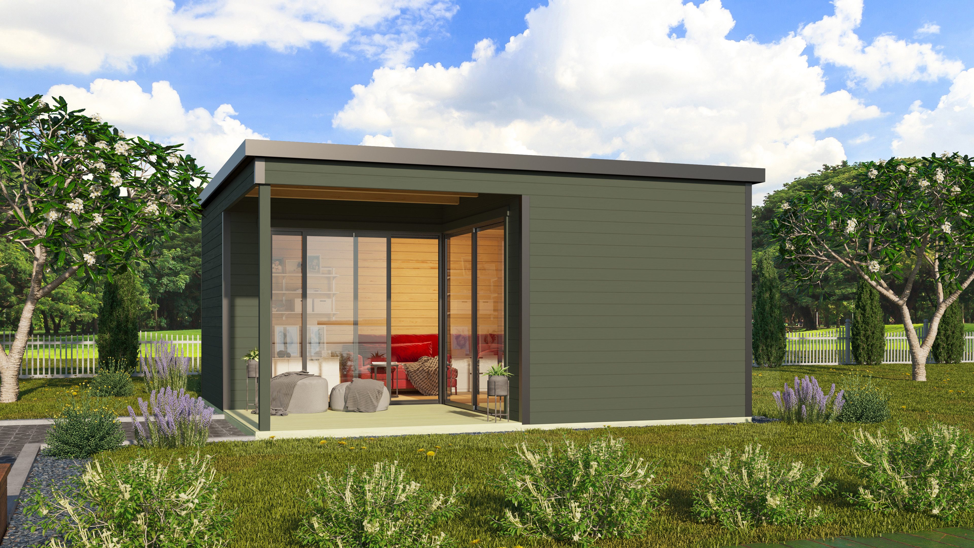 LASITA MAJA Gartenhaus DOMEO 6 LOGGIA, BxT: 519,6x519,6 cm, (Set), in verschiedenen Farben, mit Überdachung