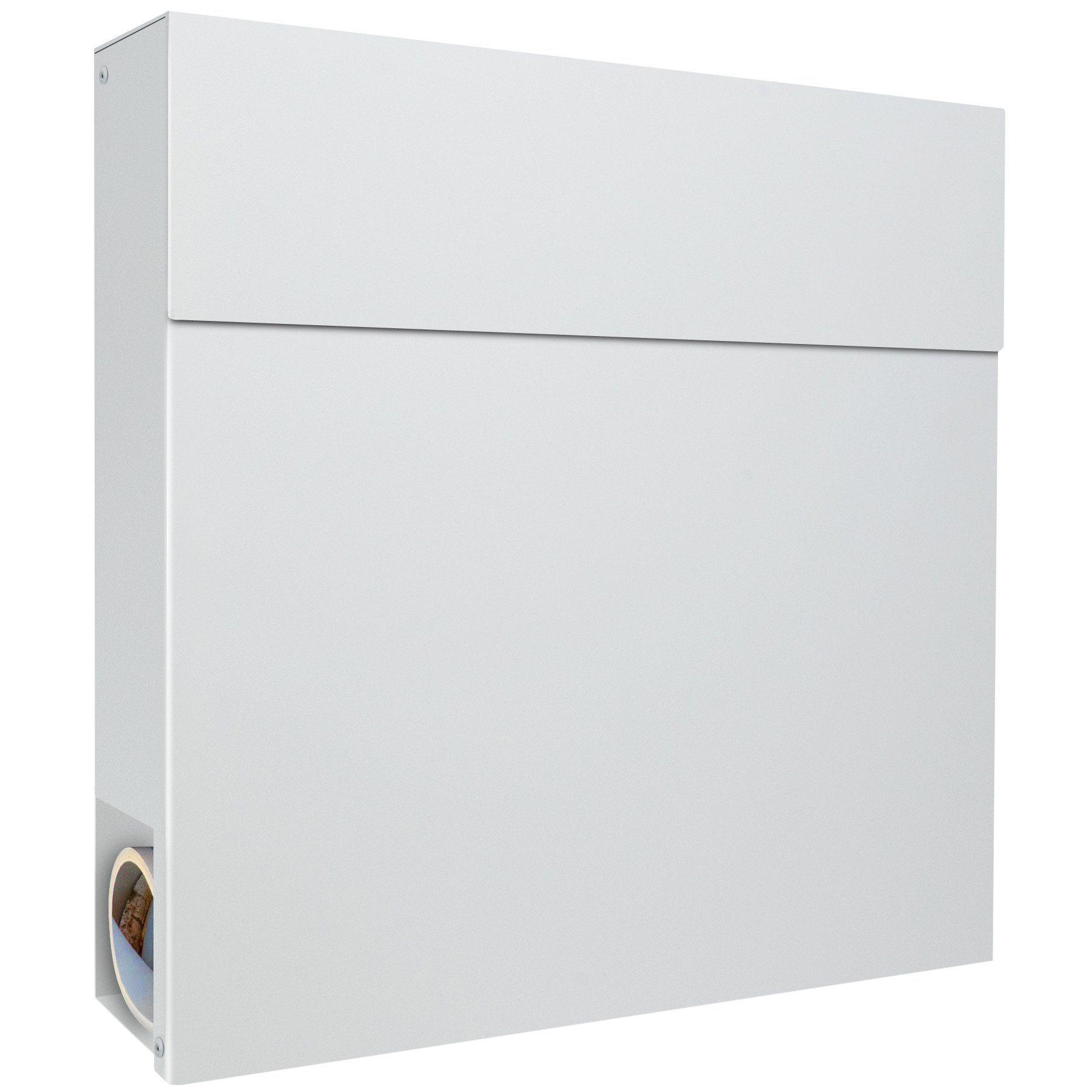 MOCAVI Briefkasten MOCAVI Box 530 Design-Briefkasten weiß (RAL 9003), integriert, passender Verschluss (zusätzlich bestellbar) für Wetterseite, beidseitig nutzbar: Vers5 9003