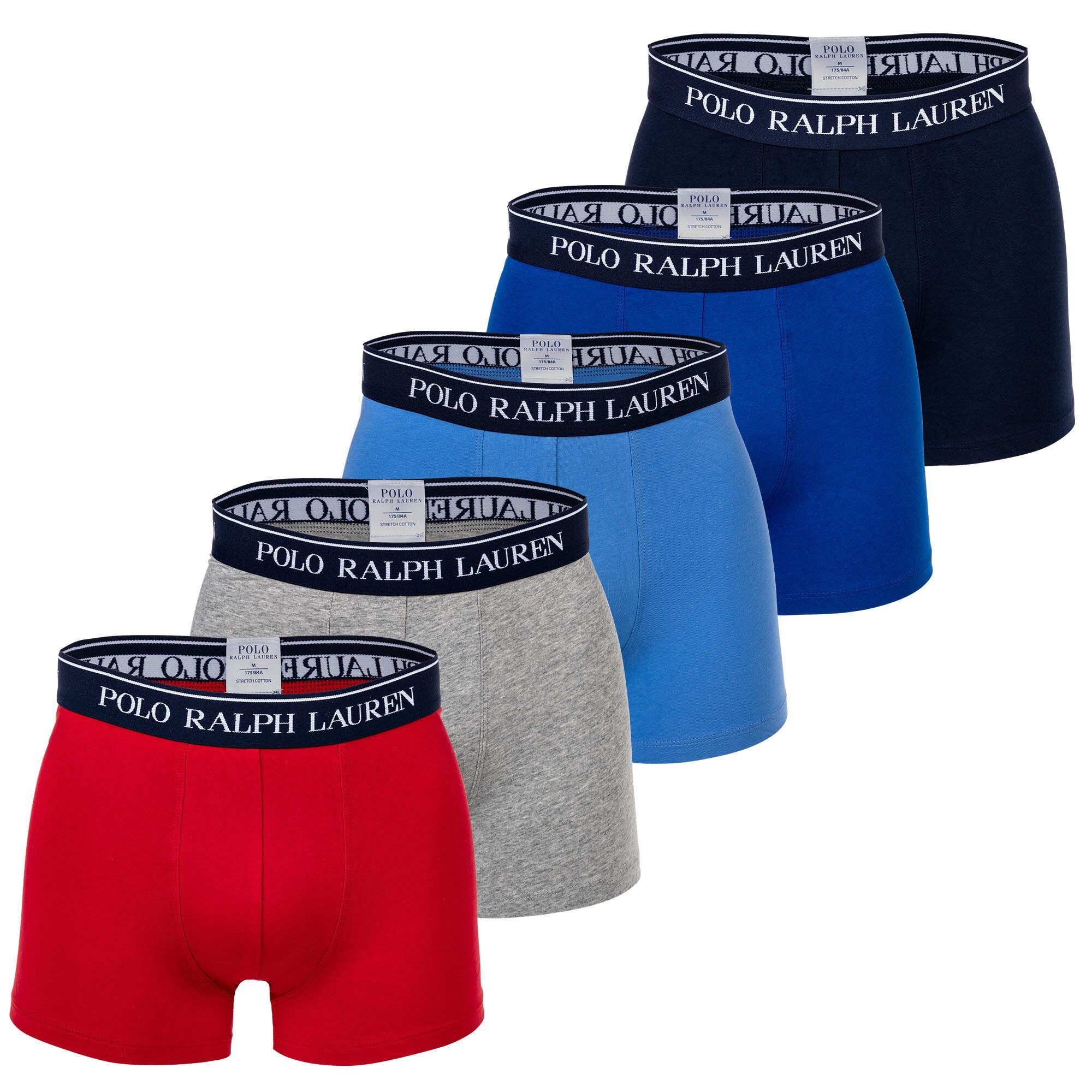 Polo Ralph Lauren Boxer Herren Boxer Shorts, 5er Pack - CLSSIC TRUNK-5 Blau/Rot/Grau | Boxershorts