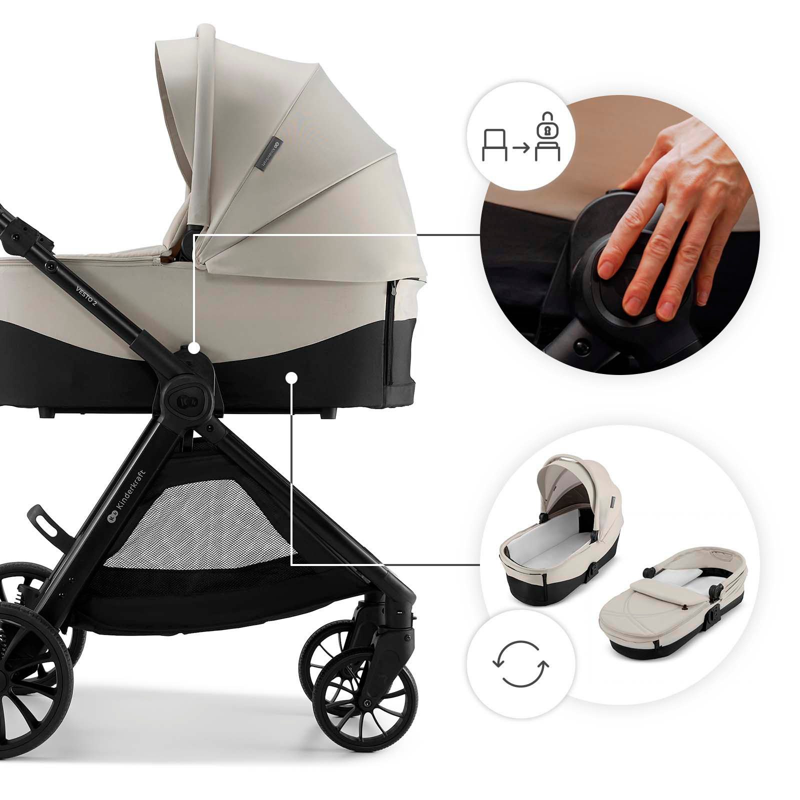 Kinderkraft Kombi-Kinderwagen VESTO 2 - 2in1, (Set, 10-tlg) – Bild 4 von 5