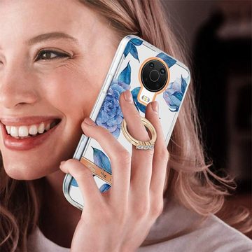 Wigento Handyhülle Für Nokia G20 / G10 Silikon Case TPU mit Ring Flower Motiv 3 Schutz Hülle Cover