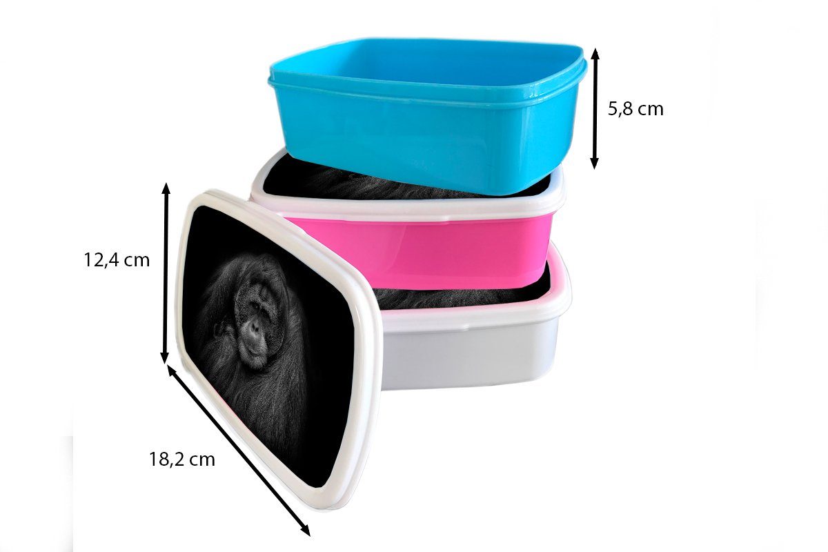 Lunchbox rosa Kunststoff Erwachsene, Weiß, in für Schwarz MuchoWow Mädchen, Orang-Utan-Profil Kunststoff, und Brotbox Snackbox, Kinder, (2-tlg), Brotdose