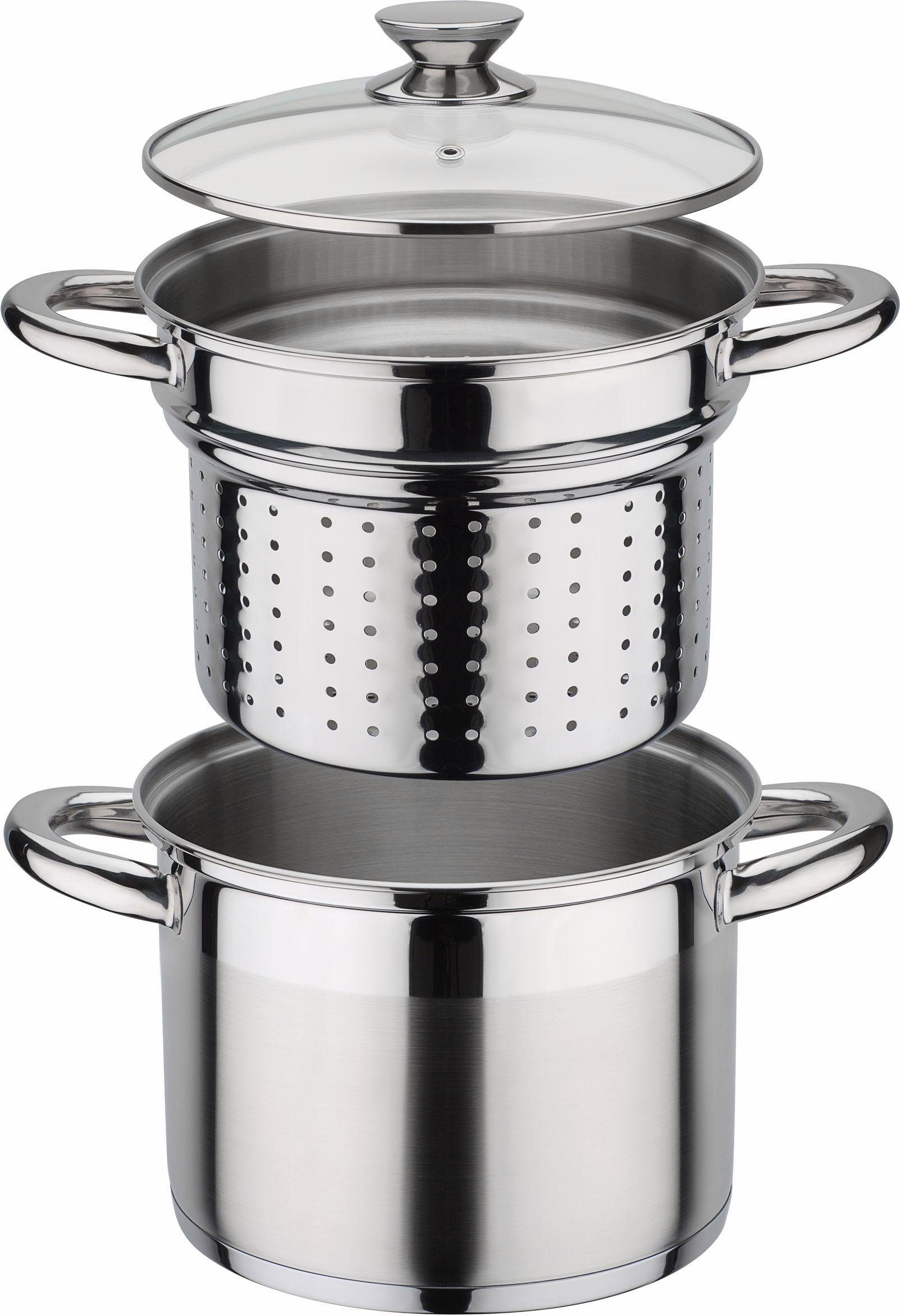 GSW Spaghettitopf Treviso, Edelstahl 18/8 (1-tlg), Induktion, 6 Liter, inkl. Pastalöffel