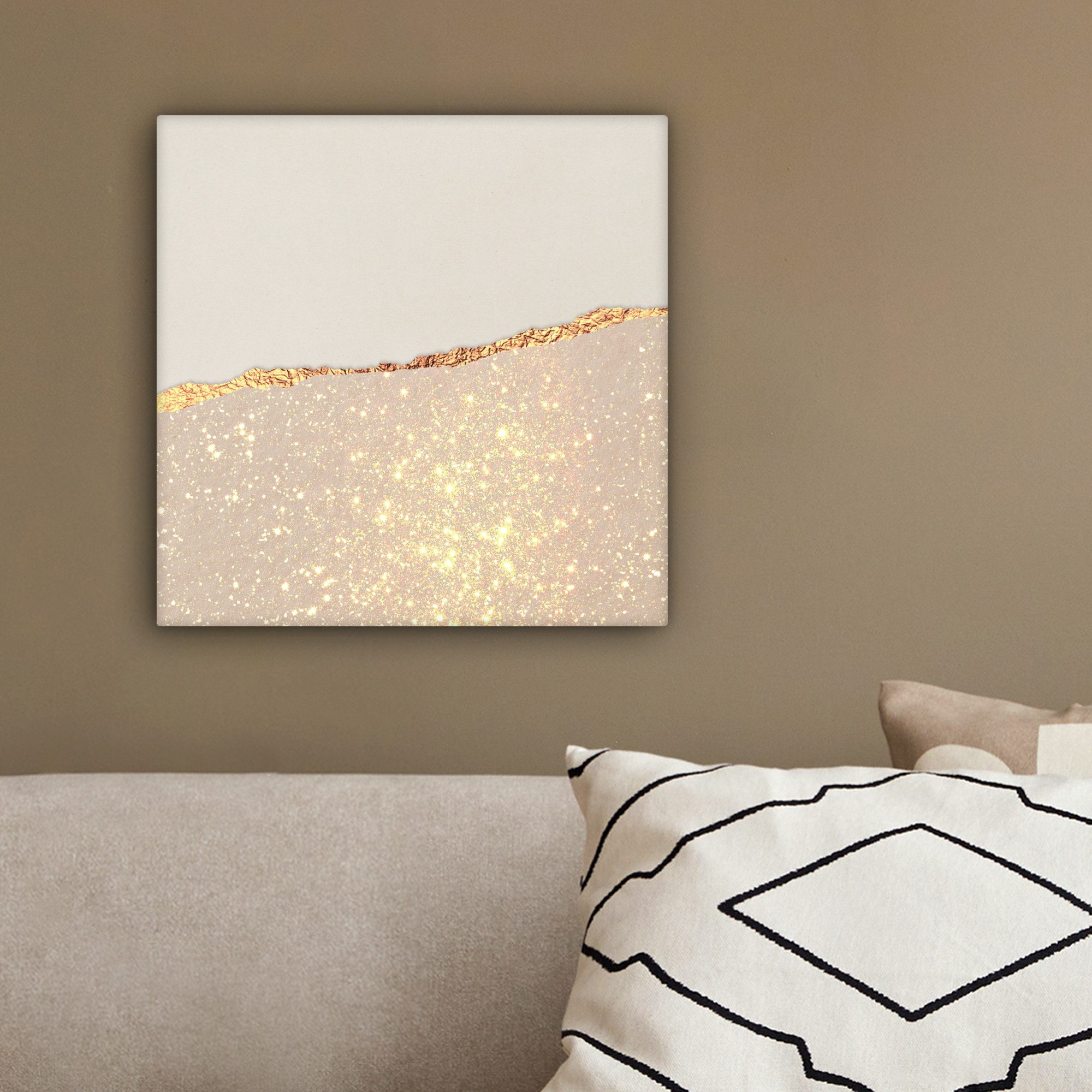OneMillionCanvasses® Leinwandbild Gold - Rosa - Glitzer - Schick - Design, Fotodruck (1 St), Wandbild, Deko Schlafzimmer Wohnzimmer Flur 20x20 cm – Bild 4 von 5