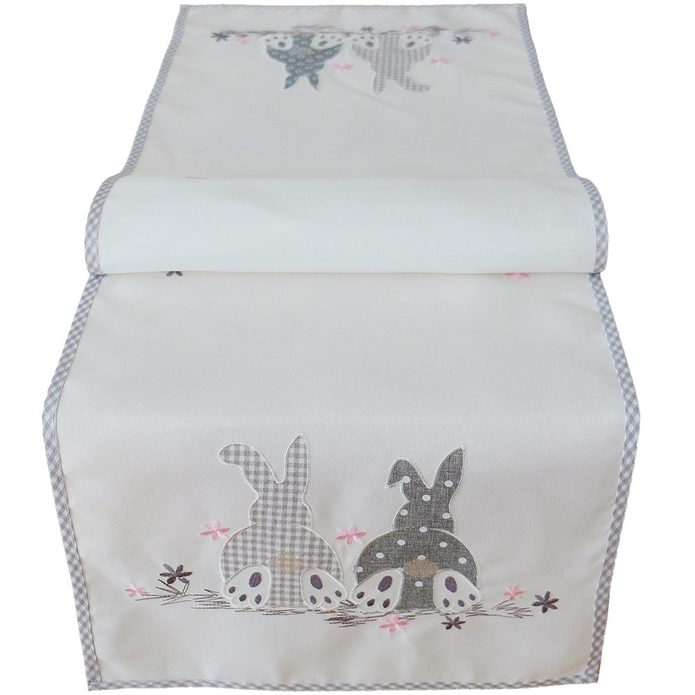 matches21 HOME & HOBBY Tischdecke Вузькі скатертини Ostern Osterhasen Applikation Paspelrand 140x40 cm (1-tlg)