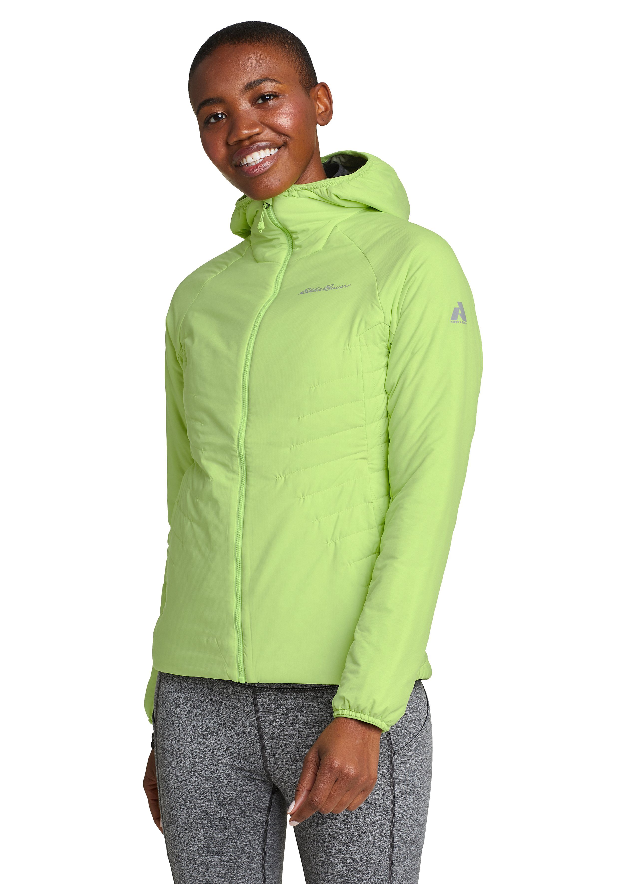 Eddie Bauer Daunenjacke Evertherm Downdraft Kapuzenjacke Kalkstein