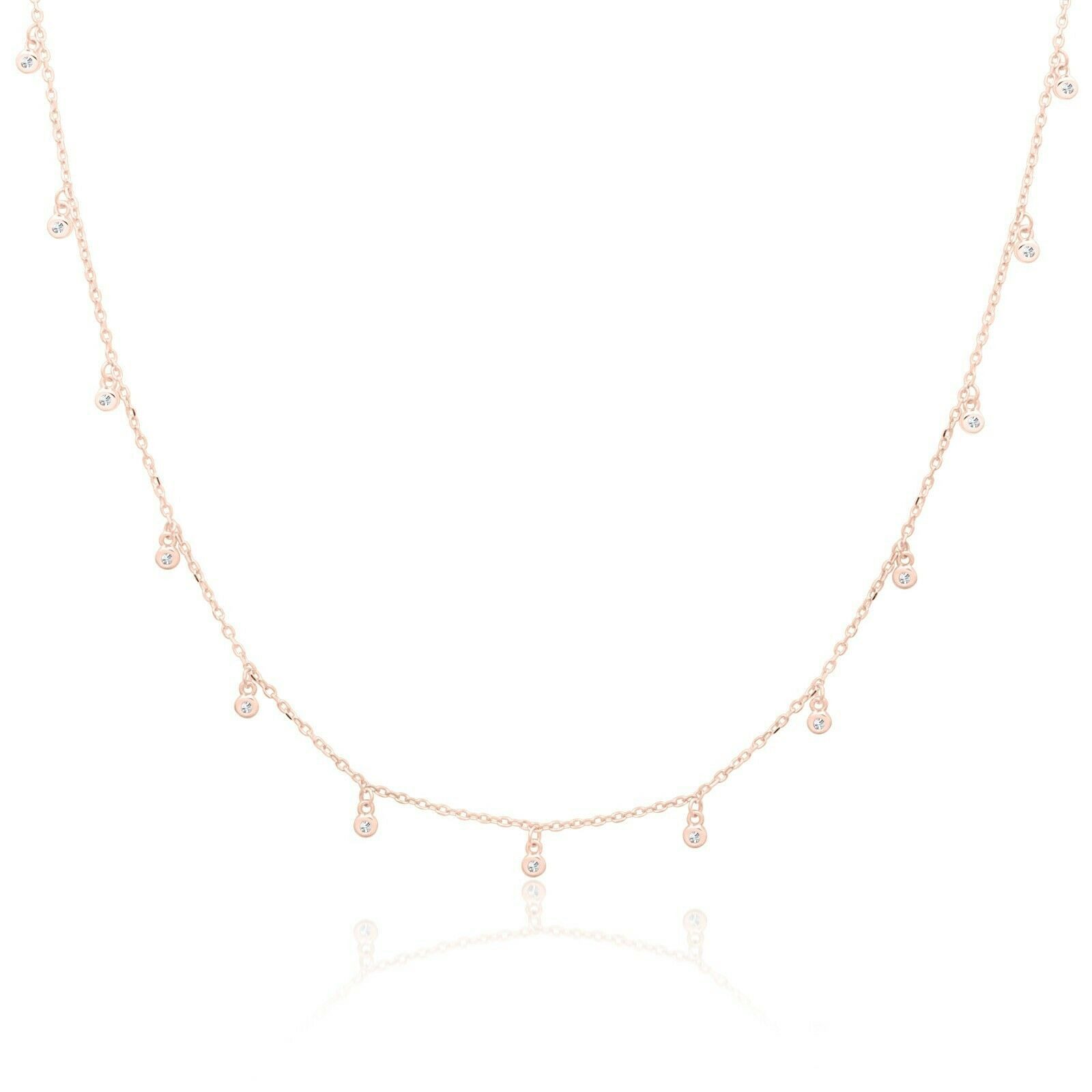 Kette ohne Anhänger Zirkoniakette 2 mm 585er Rosé Vergoldet 925er Silber 40 - 44 cm