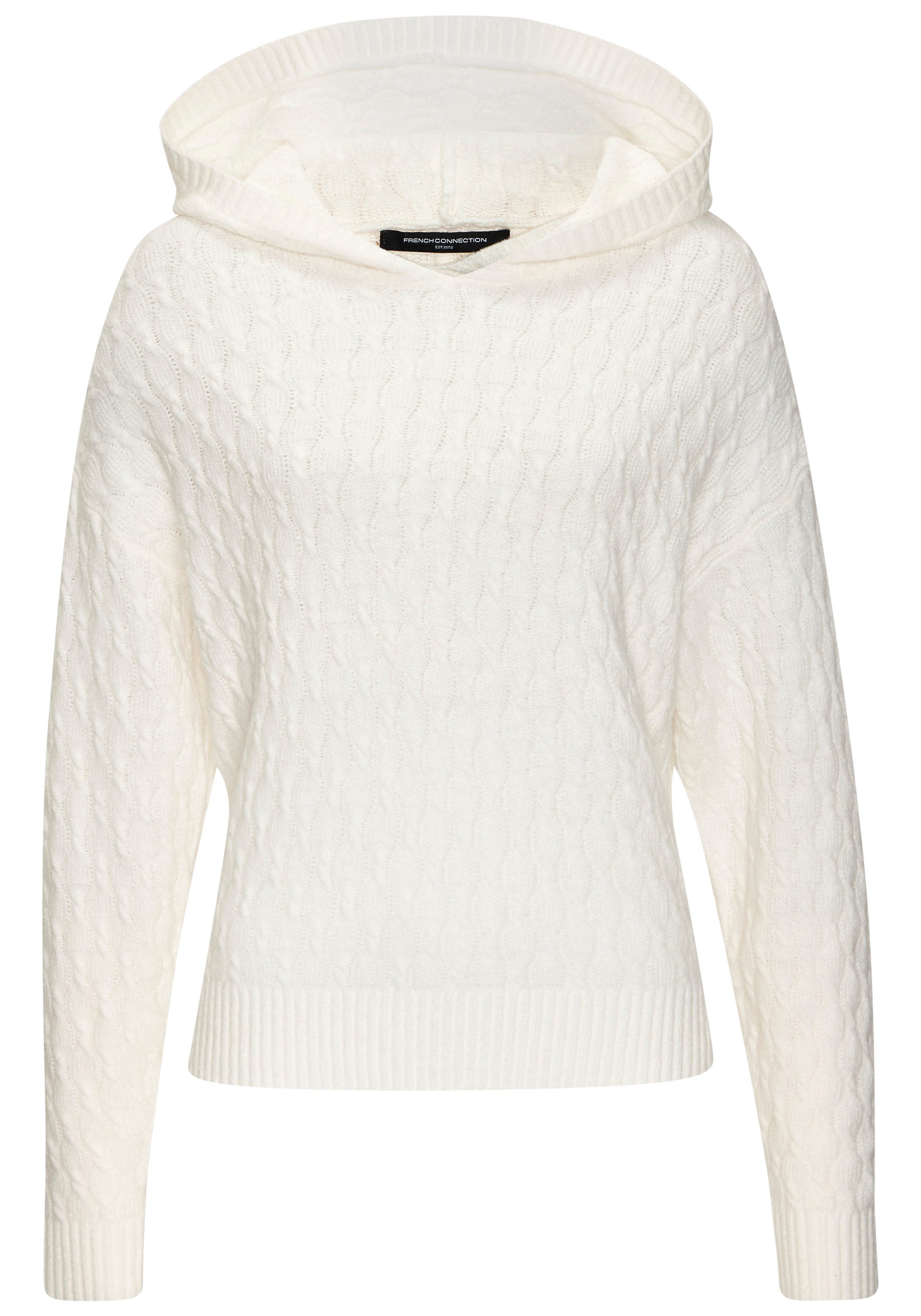 French Connection Kapuzenpullover mit Zopfmuster und Rippbündchen, Loungewear