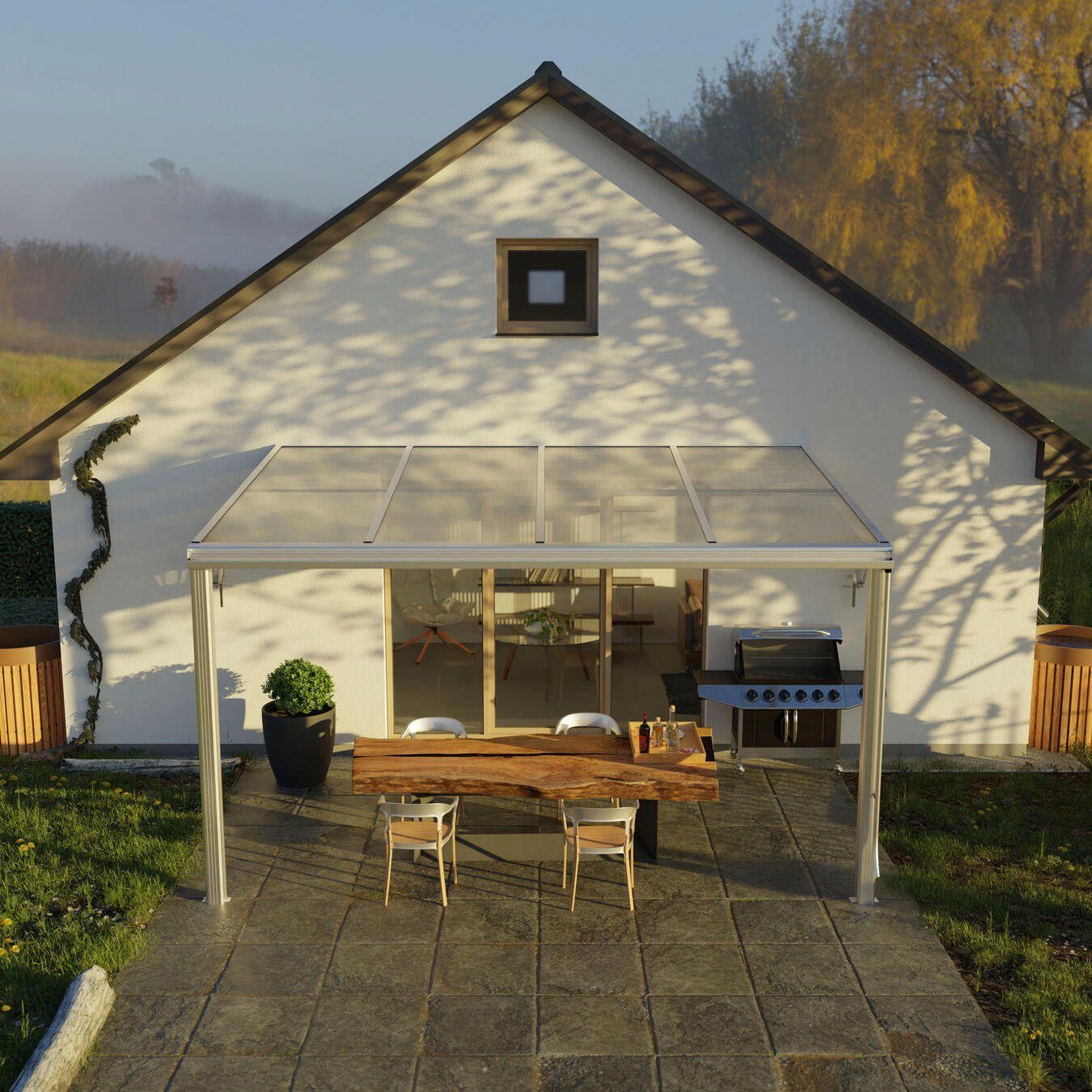 Beckmann Terrassendach Exklusiv Gr. 2, BxT: 407x270,7 cm, Bedachung Doppelstegplatten