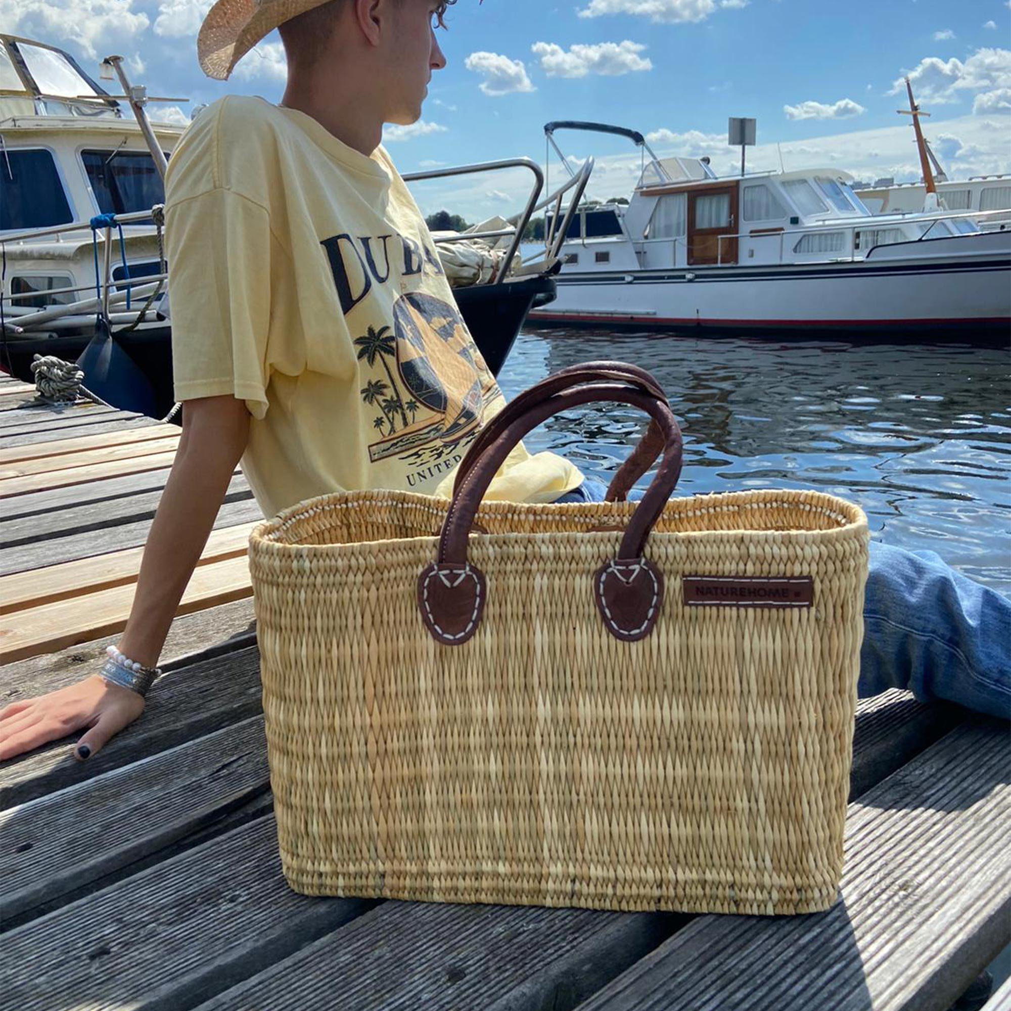 NATUREHOME Strandtasche Korbtasche Strandtasche Einkaufstasche, Handarbeit, günstig online kaufen