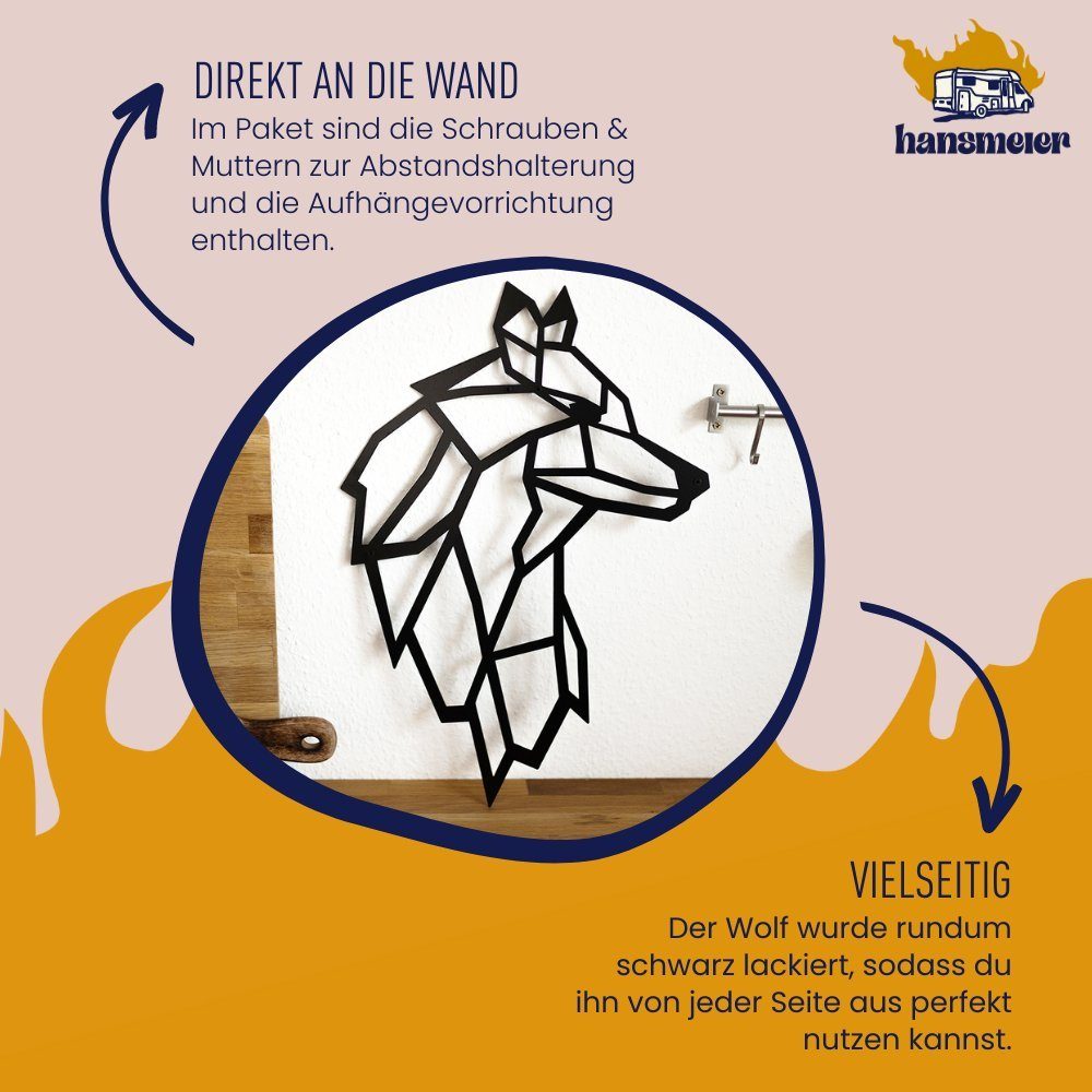 Motiv aus Wanddekoobjekt & Für Innen, Schwarz Hansmeier Metall, Wolf Wasserfest, Außen Wanddeko