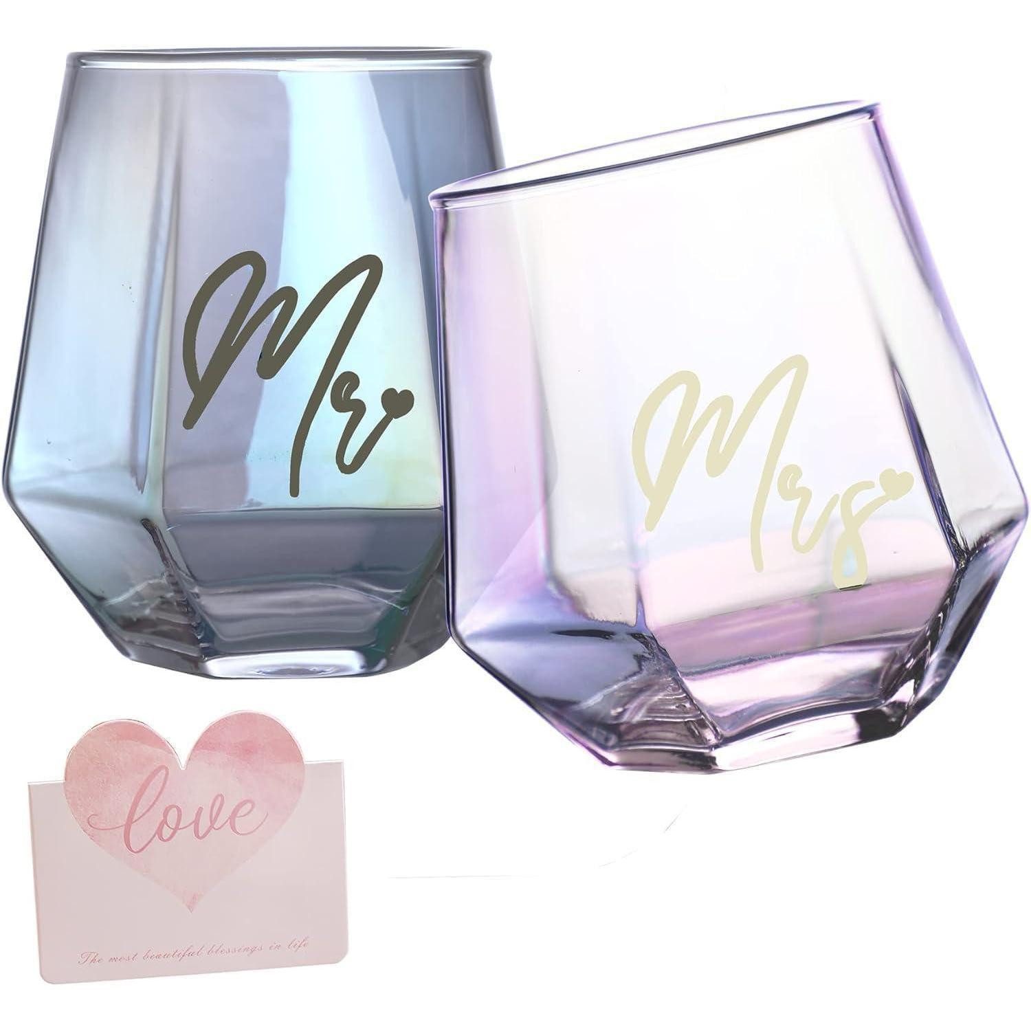 Yalucky Gläser-Set Irisierende Weingläser Geschenk Hochzeit Verlobung Paare him her Braut