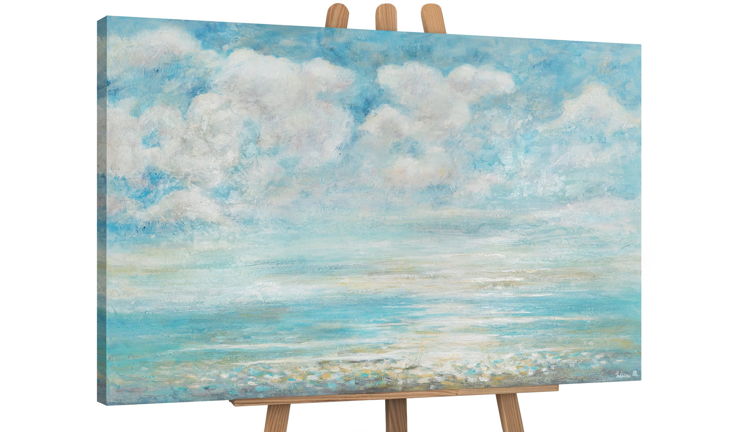 YS-Art Gemälde Abkühlung, Landschaft, Leinwand Bild Handgemalt Meereslandschaft Sonne Strand Meer