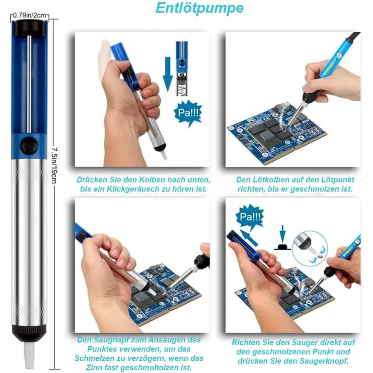 20 20-tlg., Einstellbare Lötkolben 90 180-500℃ max. max. Temperatur Set Lötkolben LED °C, elektrisch, 500 teiliges Lötzinn 20 Multimeter Teile, efaso 90W und W, Inclusive Lötkolbenset,