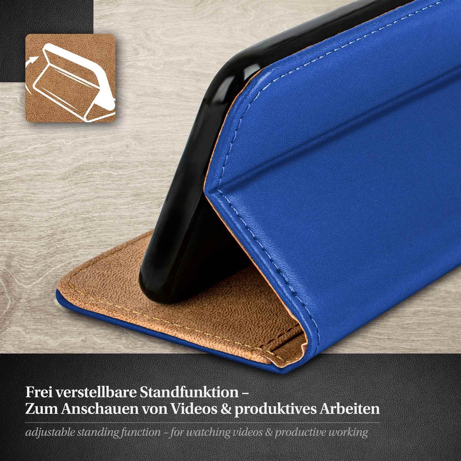 moex Handyhülle für iPhone 5c Hülle Klappbar Book Case Blau 4 Zoll, Klapphülle Kartenfach Flip Cover Handytasche Leder Optik Schutzhülle