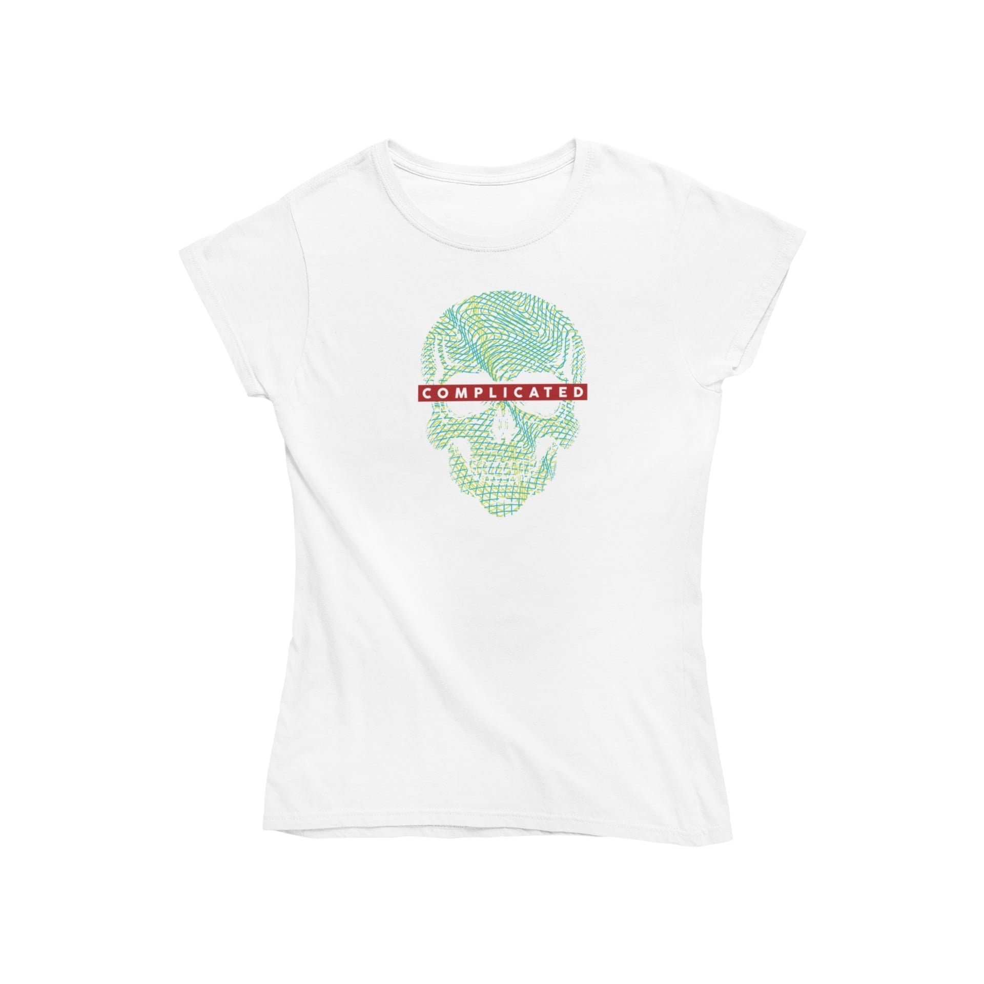 Novux T-Shirt Complicated Skull Damen Tshirt Farbe Weiß (1-tlg) aus Baumwolle