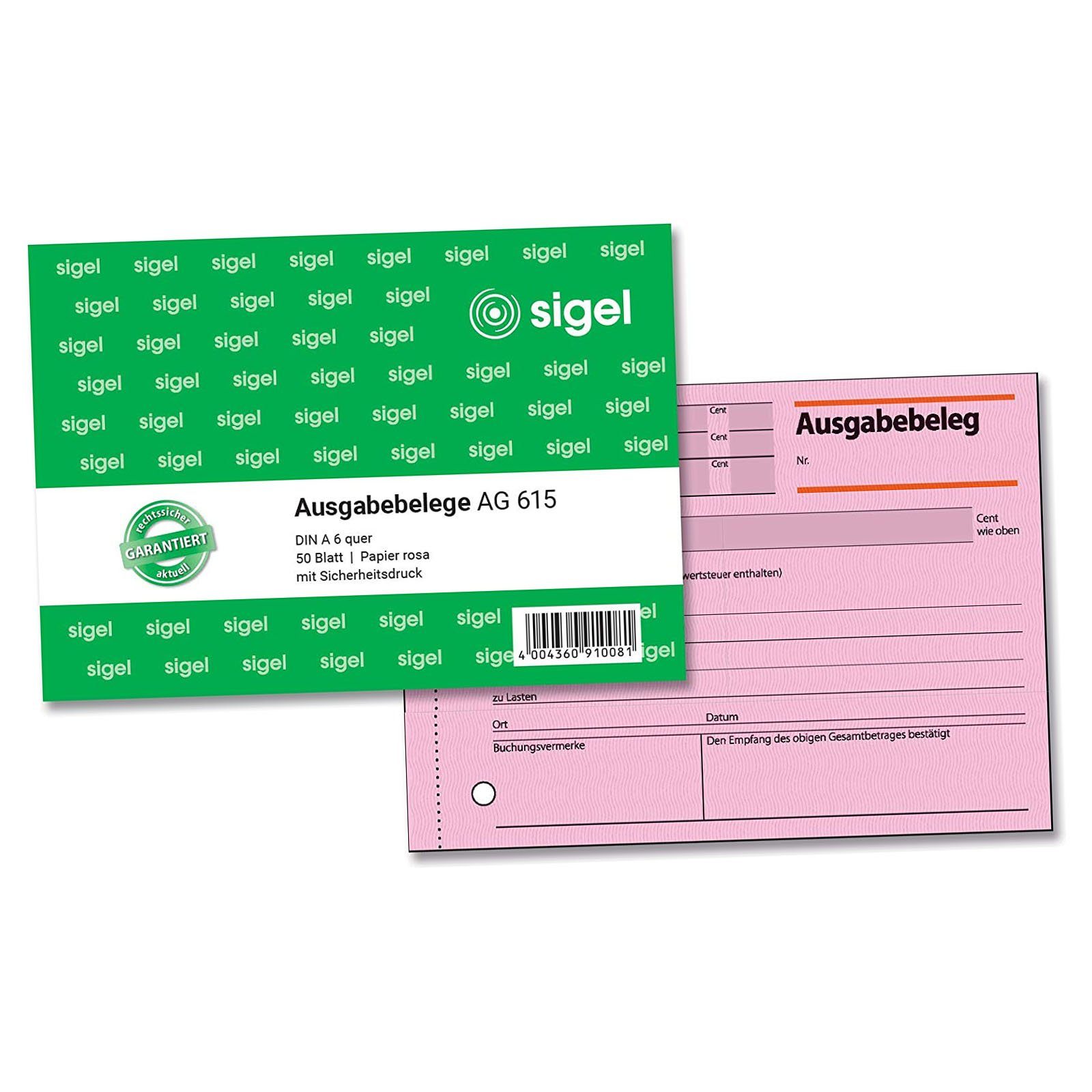 Formularblock sigel Formularbuch "Ausgabebeleg", A6 quer, 50 Blatt