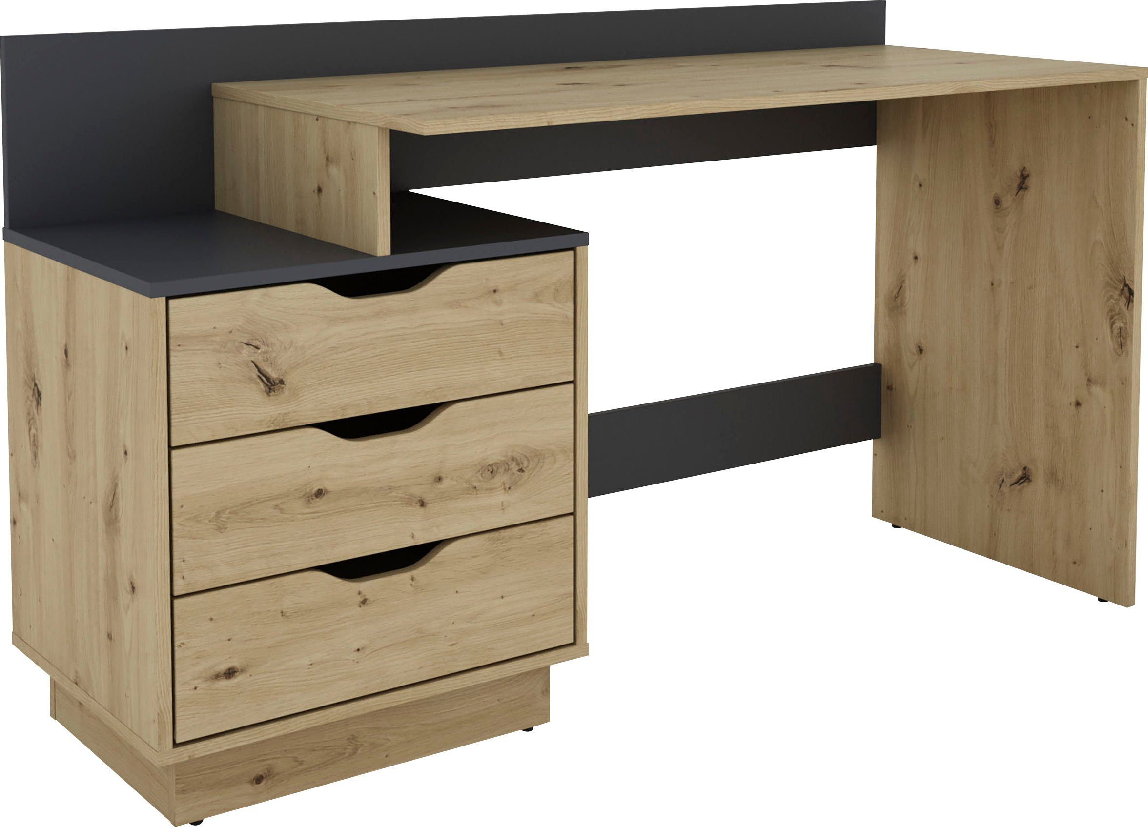 byLIVING Schreibtisch Bern, moderner Computertisch, mit viel Stauraum, Breite 138cm, rechts oder links montierbar