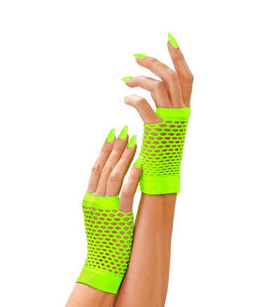 Widmann S.r.l. Kostüm Fingerlose Netz Handschuhe - Kurz, Neon Grün