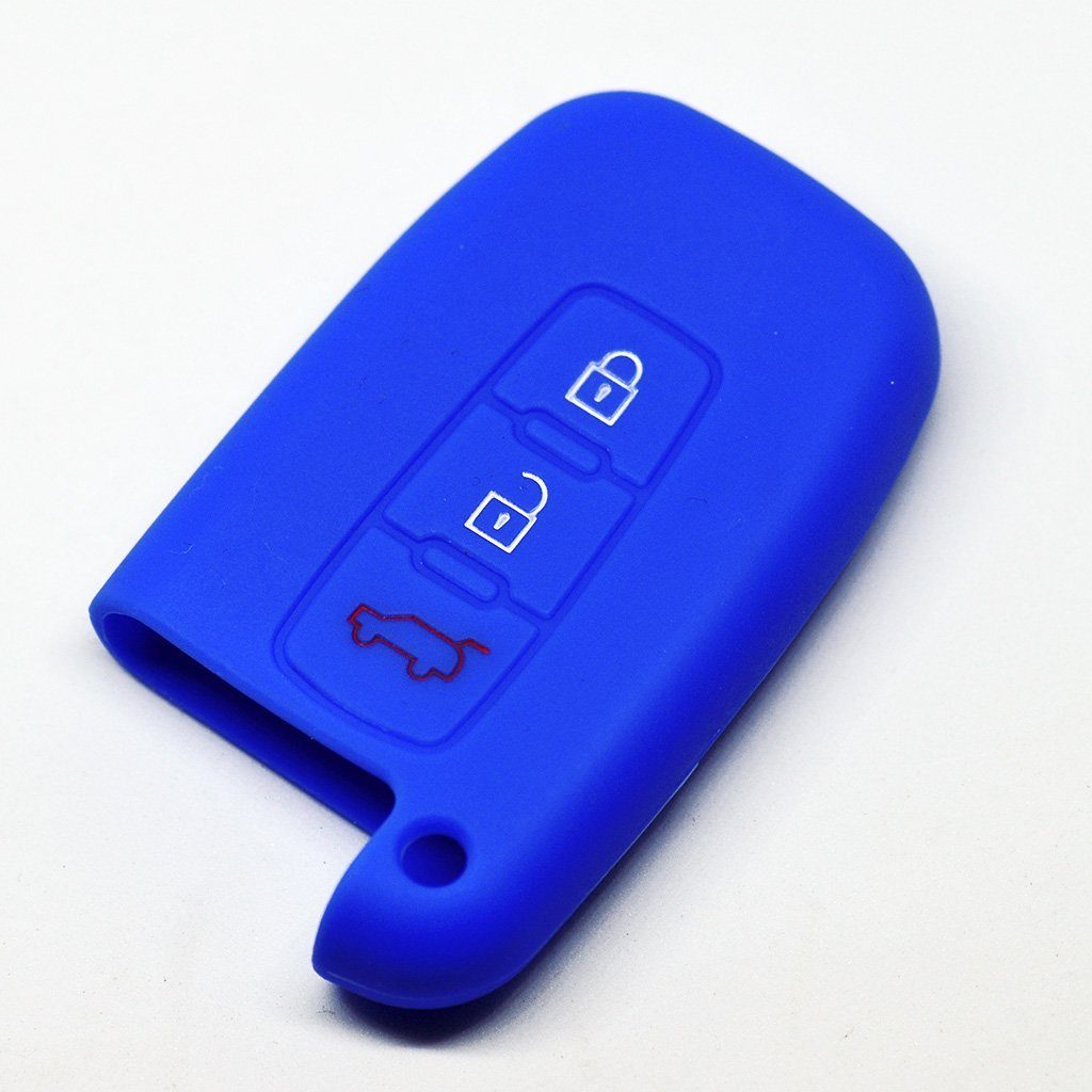 mt-key Schlüsseltasche Autoschlüssel Softcase Silikon Schutzhülle Blau, für Hyundai Genesis Sonata KIA Optima Sportage KEYLESS SMARTKEY