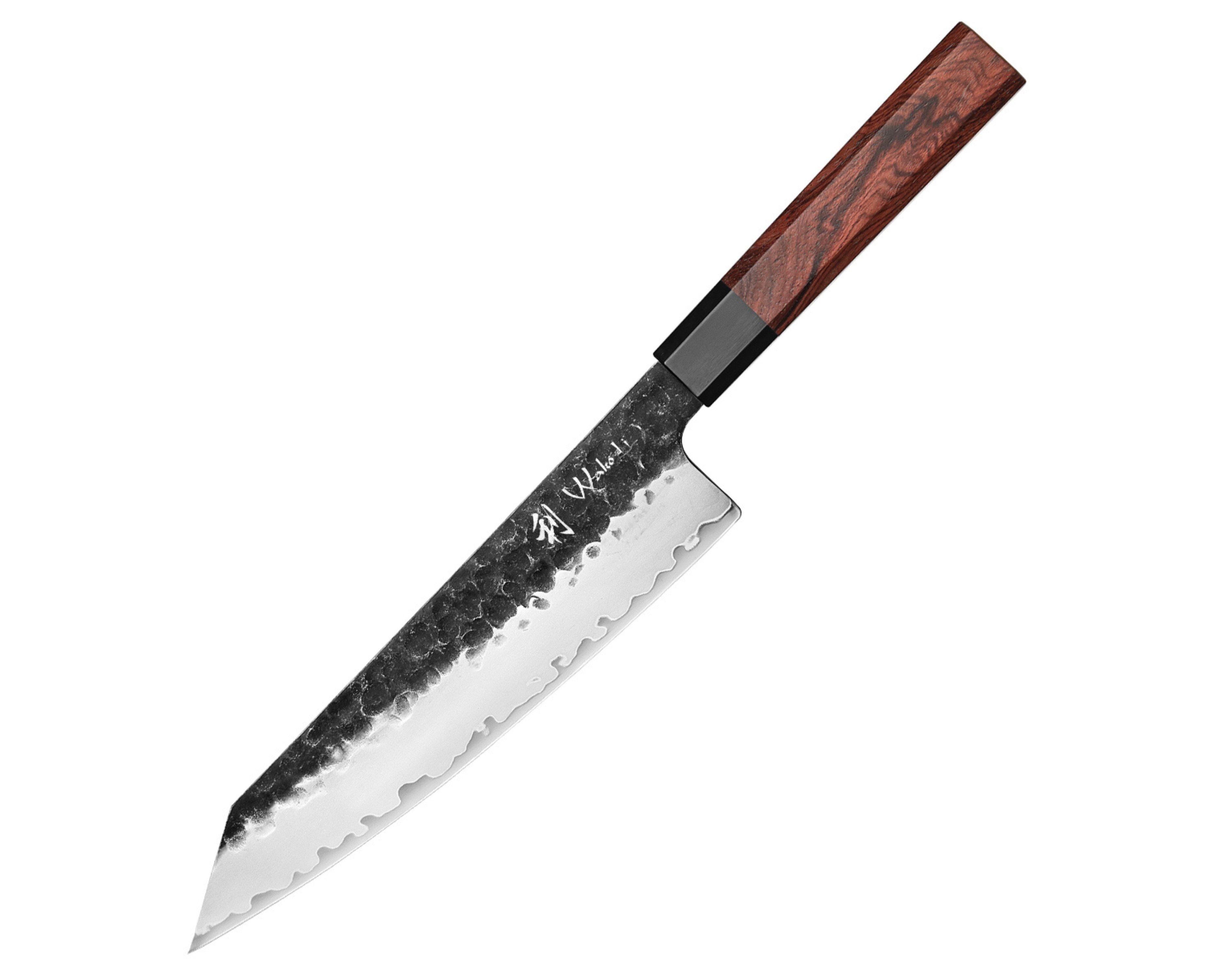 Wakoli Universalküchenmesser Kensei Serie Bunka 21,5 cm Klinge, Redwood & schwarze Eiche Griff, 3 Lagen Verbundstahl