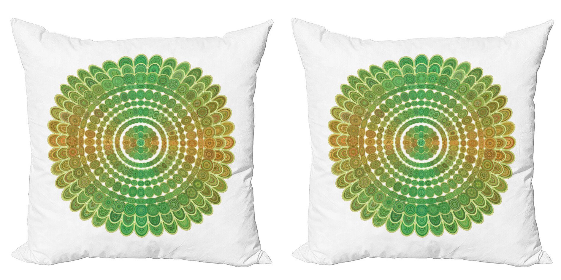 Kissenbezüge Modern Accent Doppelseitiger Digitaldruck, Abakuhaus (2 Stück), grüne Mandala Kreis-Skala-Muster