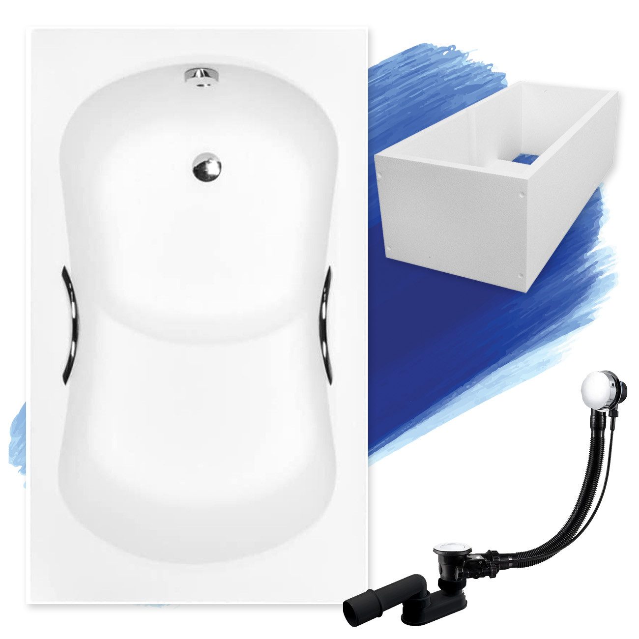 KOLMAN Badewanne Rechteck Aria 120x70, Ablaufgarnitur günstig online kaufen