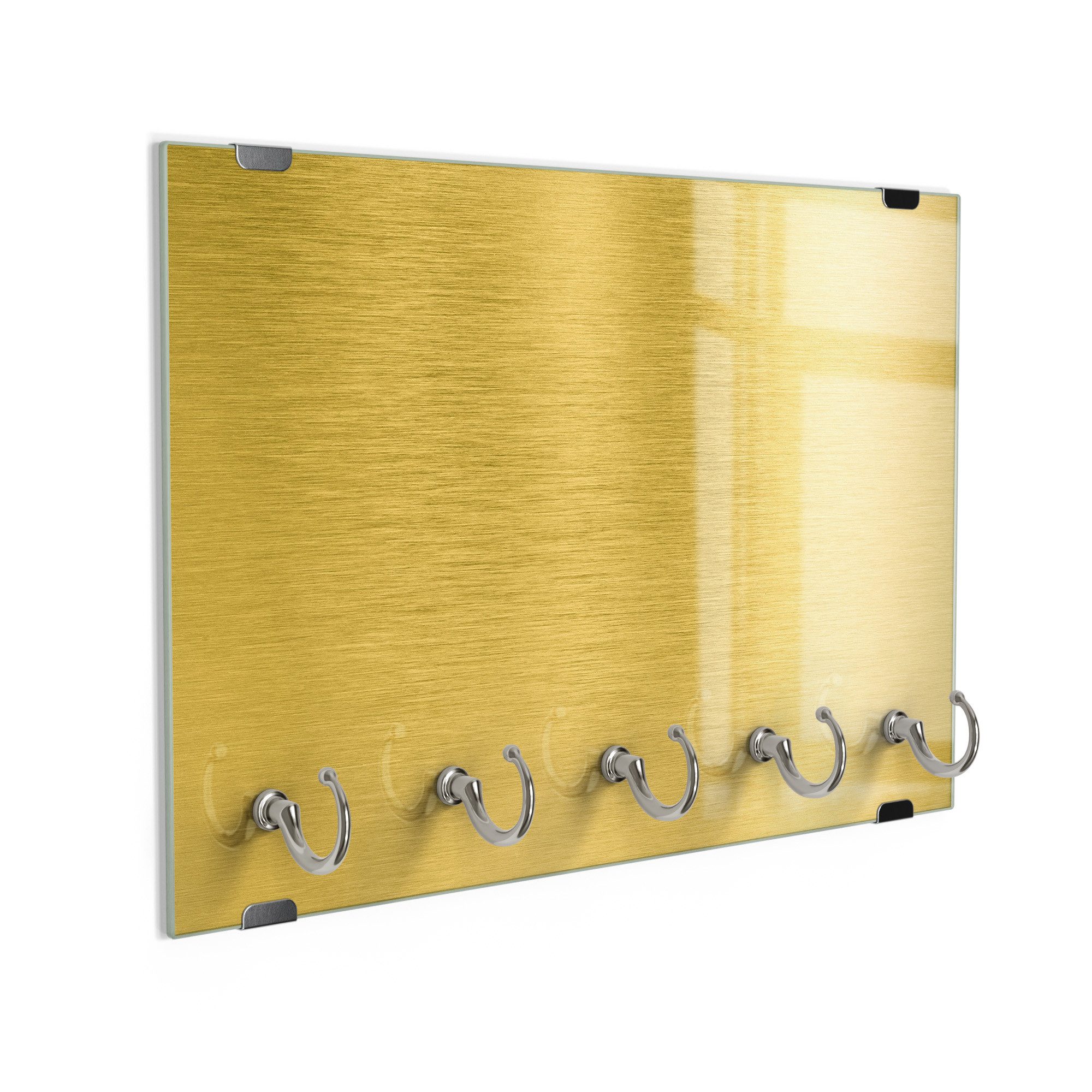 DEQORI Schlüsselbrett 'Gebürstete Goldoberfläche', (1 St), Schlüsselhalter Schlüssel Haken Schlüsselboard modern Schlüsselleiste