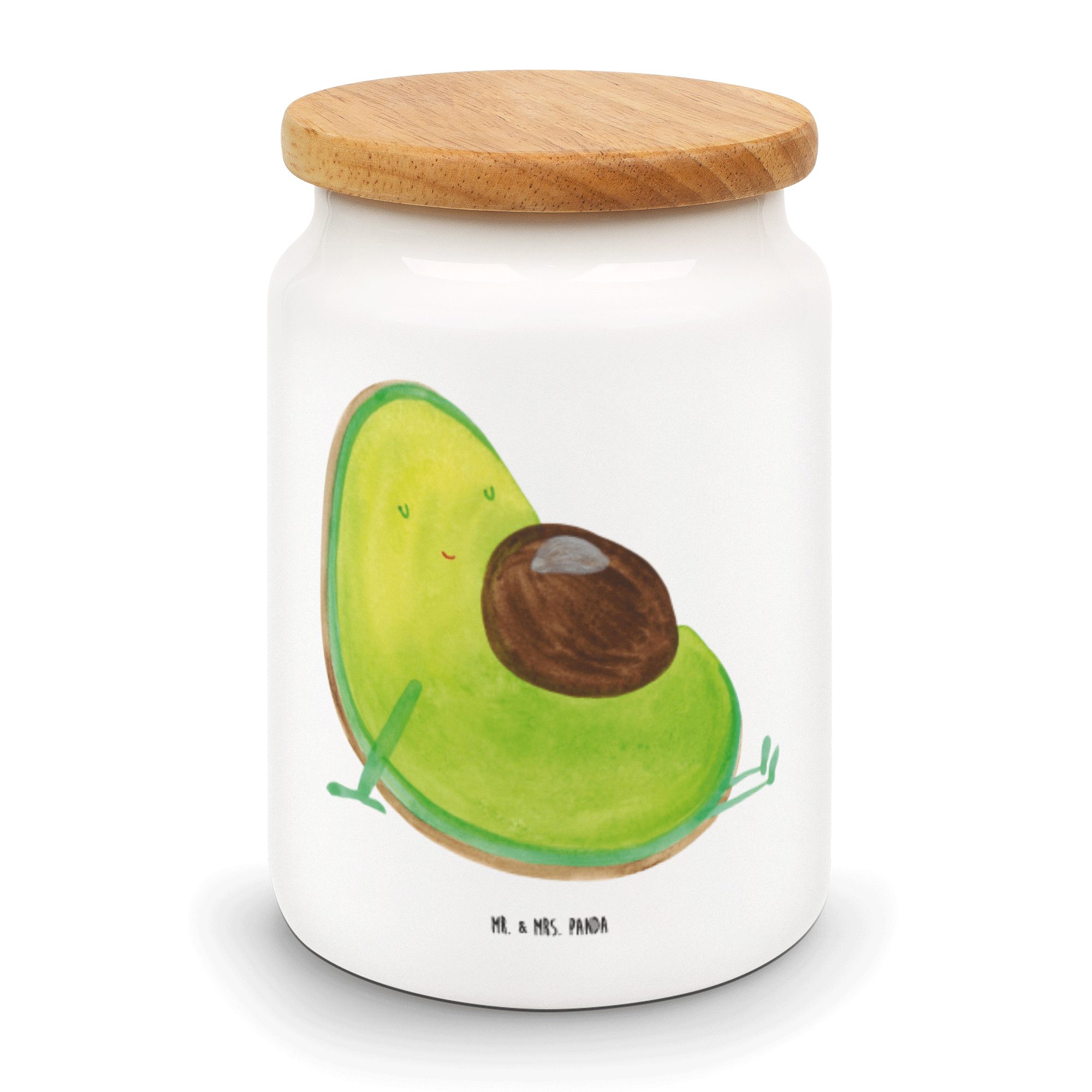 Mr. & Mrs. Panda Vorratsdose Avocado schwanger - Weiß - Geschenk, Vegan, Gesund, Dose, Vorratsdose, Keramik, (1-tlg)