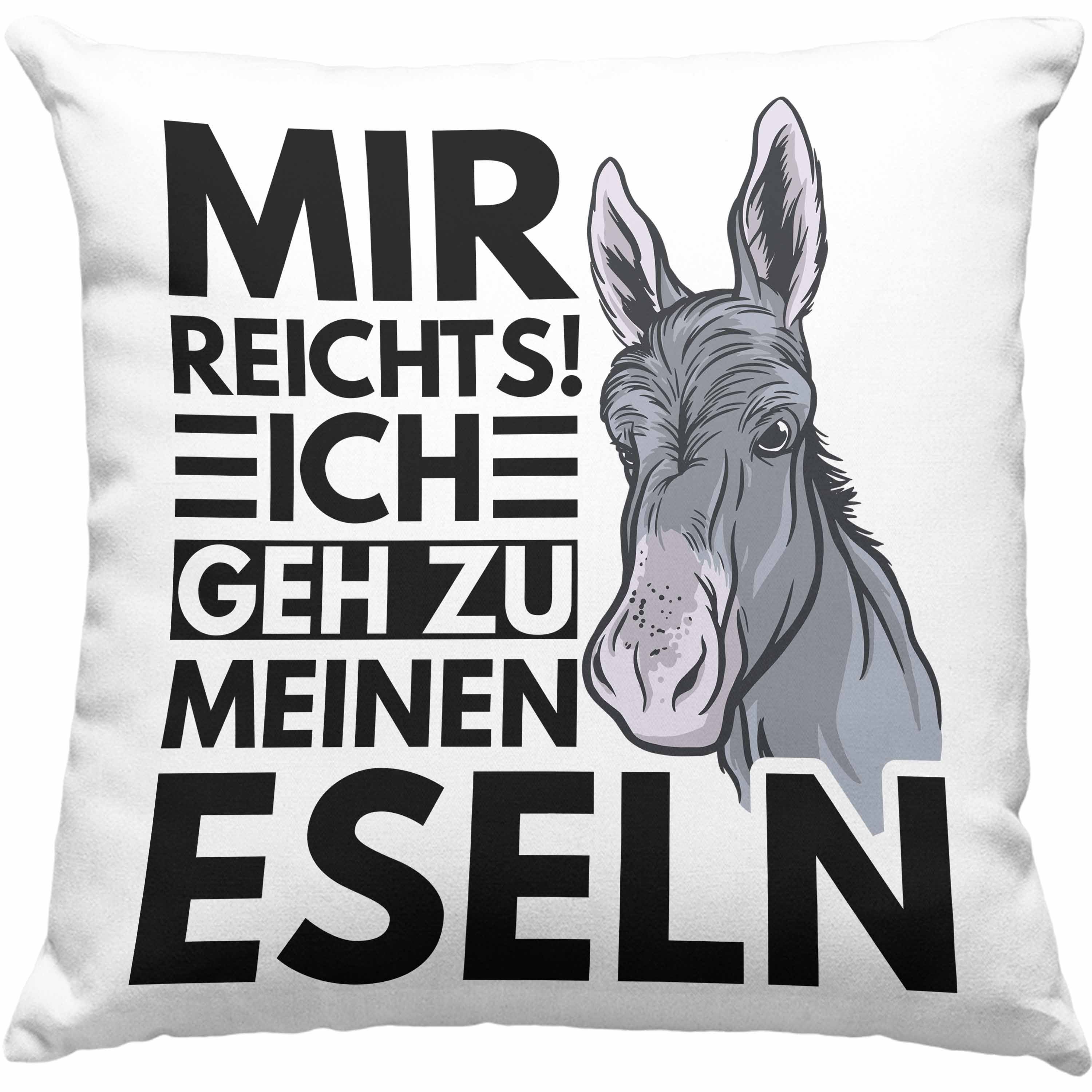 Trendation Dekokissen Trendation - Mir Reichts Ich Geh Zu Meinen Eseln Kissen Geschenk Bauernhof Landwirt Eselflüsterer Dekokissen mit Füllung 40x40 Grau