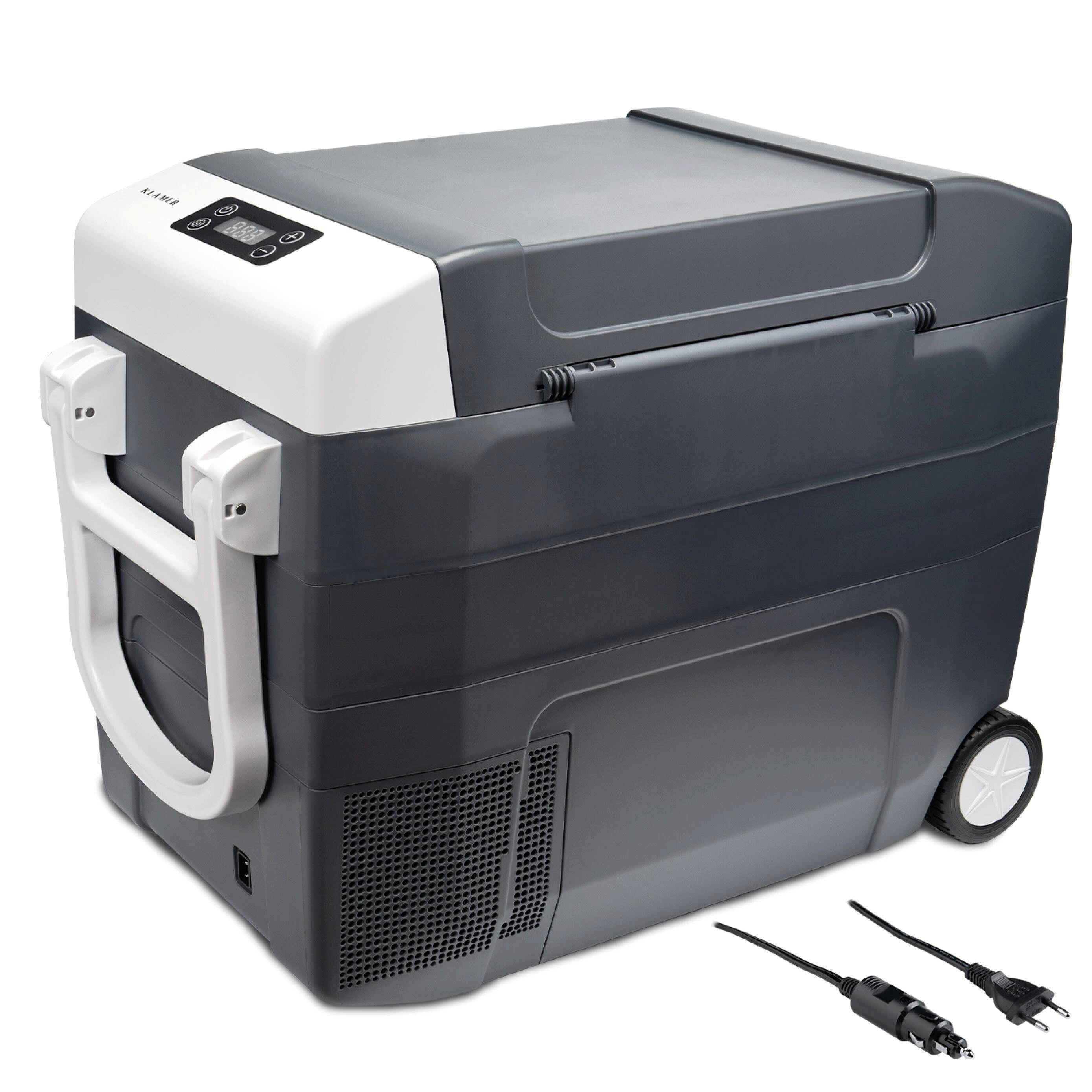 KLAMER Elektrische Kühlbox Elektrische Kühlbox XXL 45 L Mit Kompressor, Kühl- und Warmhaltefunkt…, Kühlt stark, Intuitive Bedienung, 2 Kammern, Einfacher Transport