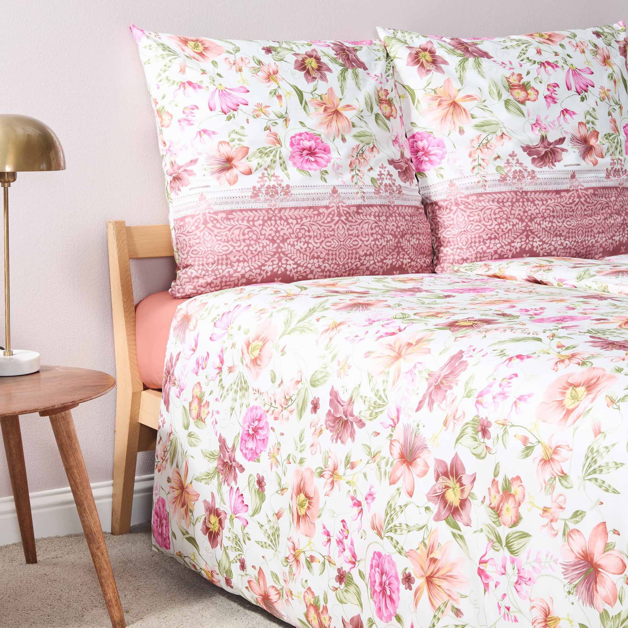 Bassetti Bettwäsche Bassetti Satin Bettwäsche CASABLANCA, P1 Rosa, Baumwolle, 2 teilig