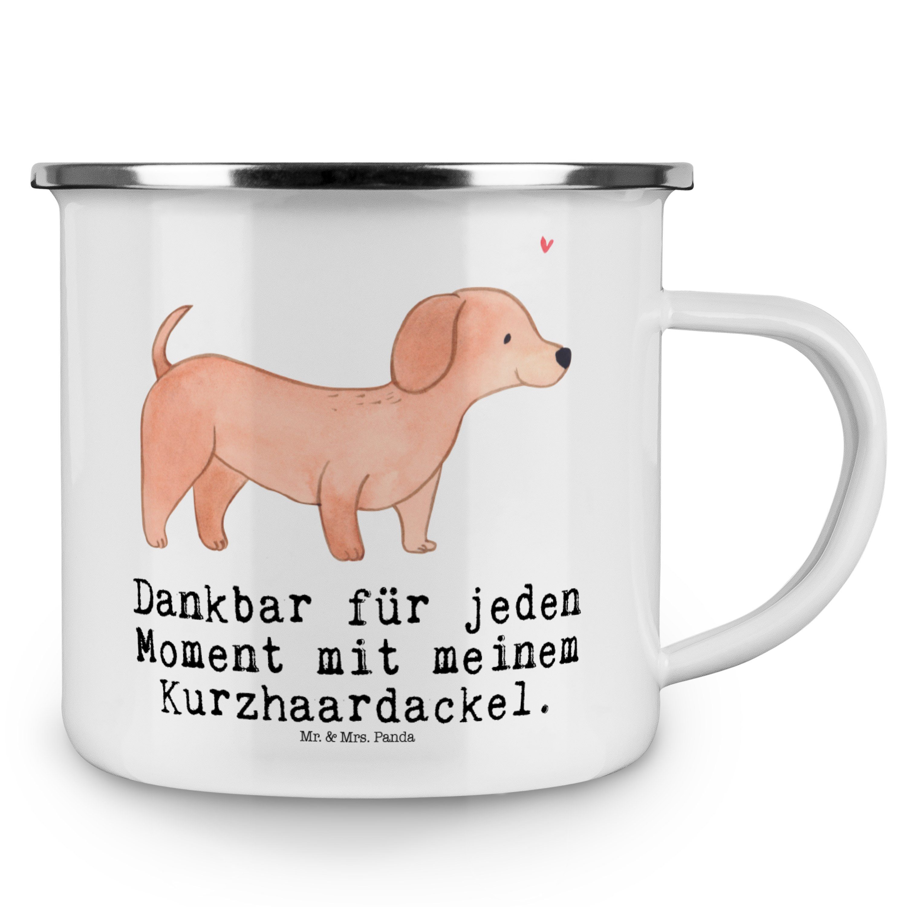 Blechtasse, - Mr. Dackel Weiß Moment - Panda Kaffee Geschenk, & Becher Ou, Emaille Mrs. Kurzhaardackel