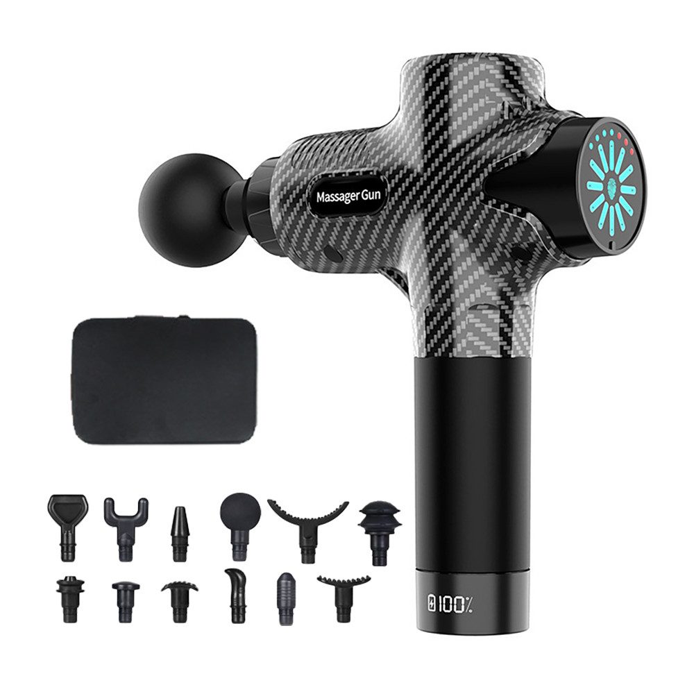 Tekoo Massagepistole Faszienpistole, mit Drucksensor, 12 Aufsätze & Tasche, Set, 16-teiliges Set, Mit intelligentem Drucksensor und 12 Aufsätzen