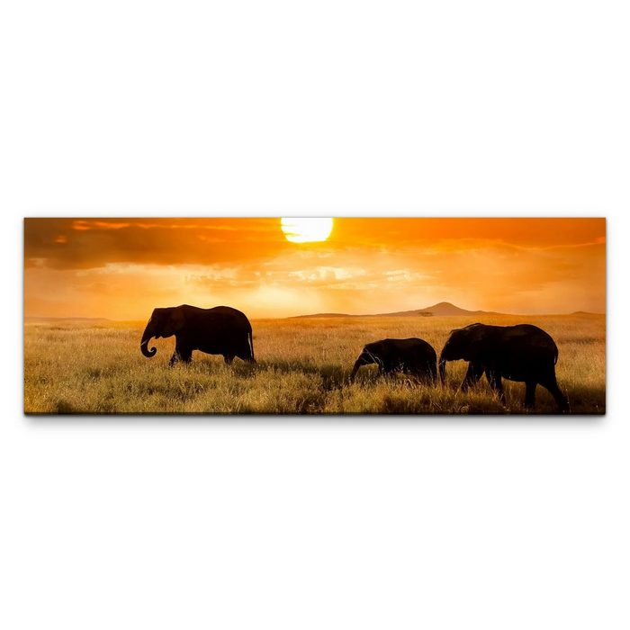 möbel-direkt.de Leinwandbild Bilder XXL Elefantenfamilie Wandbild auf Leinwand
