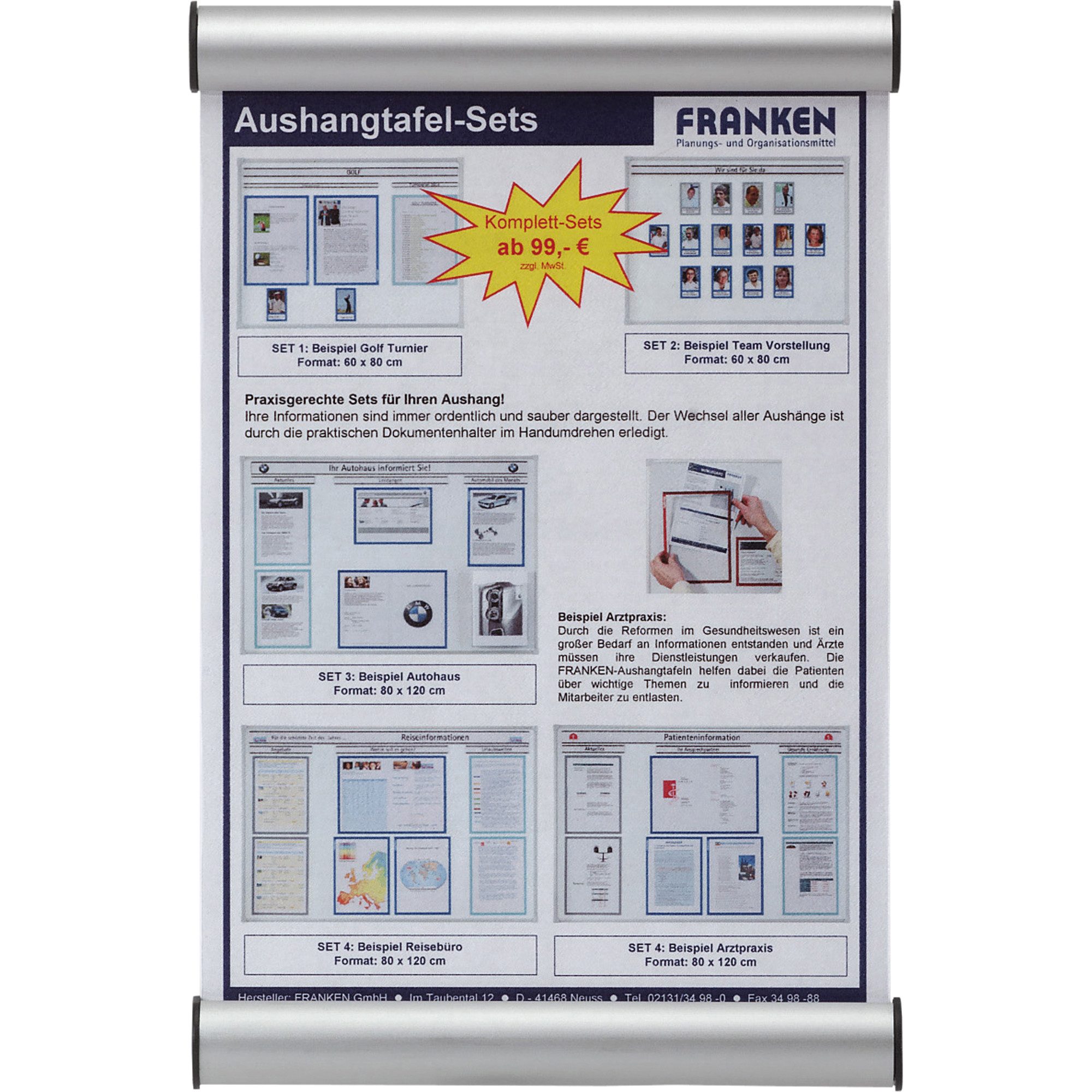 FRANKEN Hinweisschild FRANKEN Türschild mit Cliprahmen silber Nr. BS0606, 148x148mm