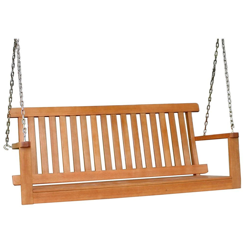 Lomadox Gartenbank HGA-120, Hängebank 2-Sitzer, Eukalyptusholz geölt, ca. 130x56x63 cm