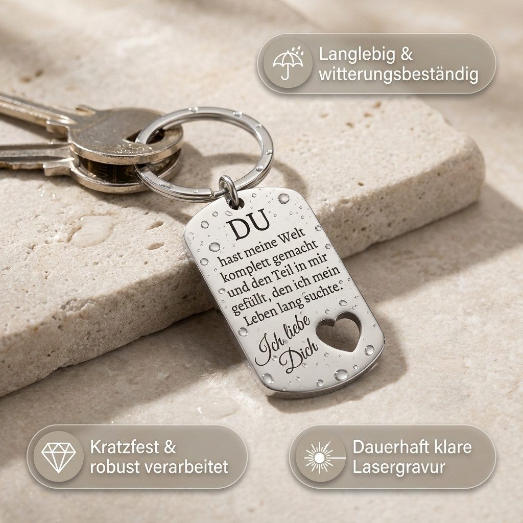 Geschenkehöhle Schlüsselanhänger PREMIUM Schlüsselanhänger mit edler Gravur als Schutzengel, Ein Schlüsselanhänger – fünf Botschaften, ein Gefühl: Liebe.