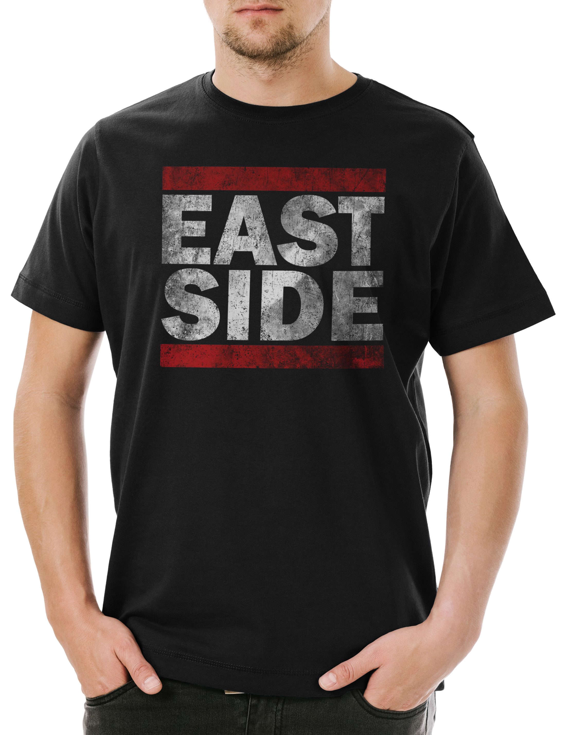Urban Backwoods Print-Shirt East Side Herren T-Shirt Ostseite Run Fun DMC Coast Ostküste Gangster (1-tlg) Gang Ghetto Hip Hop