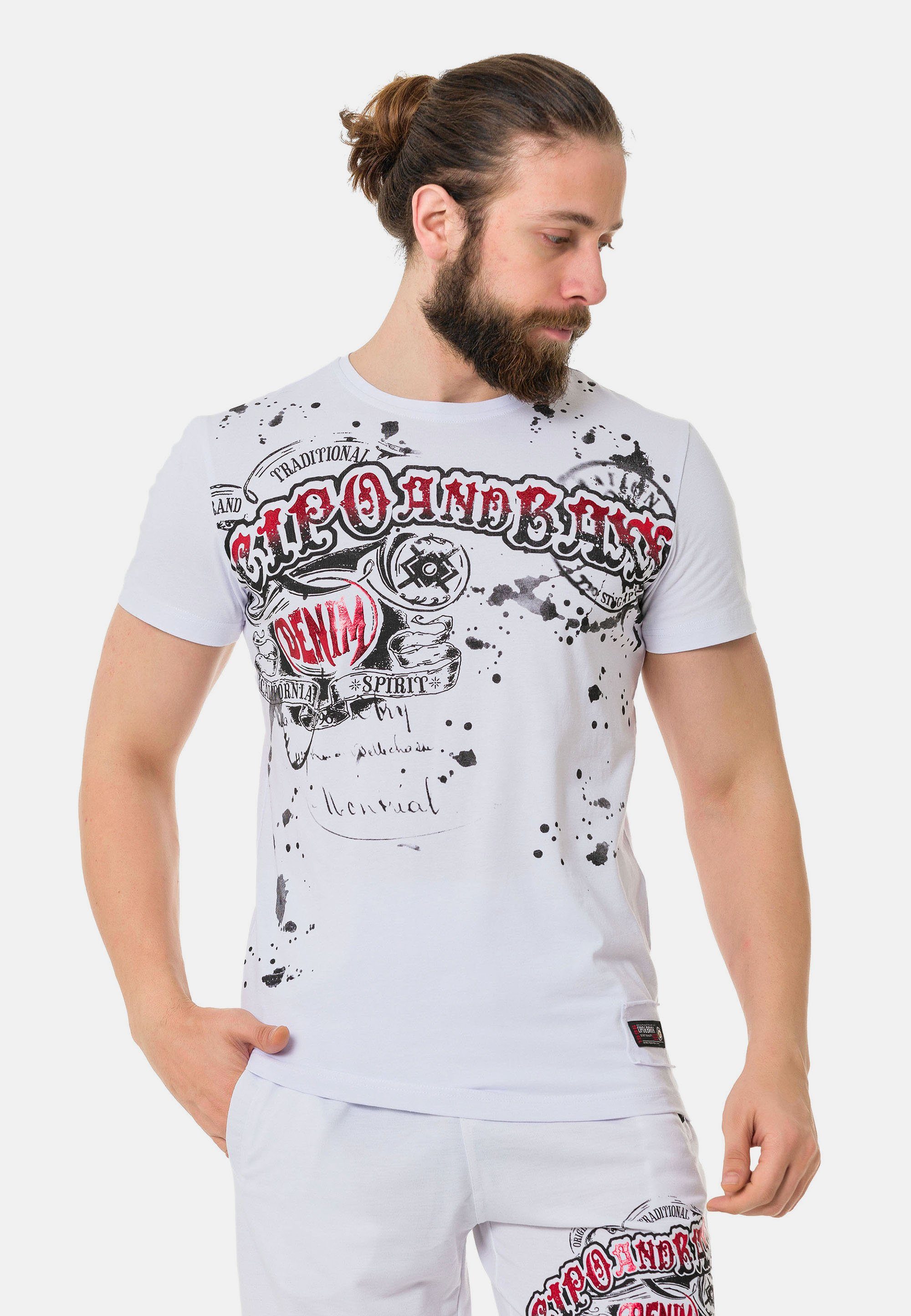 Baxx mit Cipo T-Shirt & weiß Markenprint coolem
