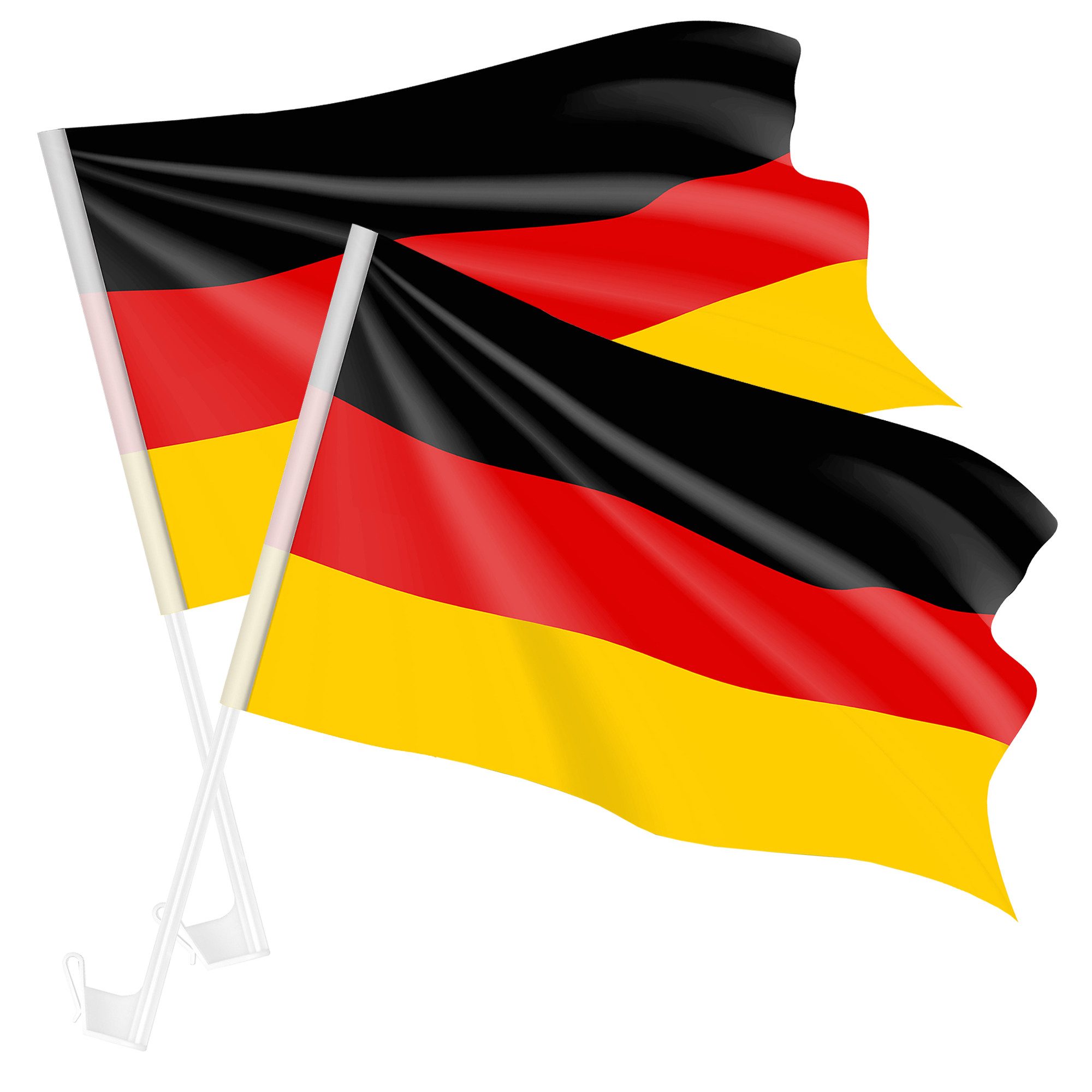 Taffstyle Flagge Autofahne Set 2 Stück Auto Fahne Fussball EM WM Fanartikel Deutschland, Länderflagge Land Flagge Autoset Basketball Handball Deutschlandfahne