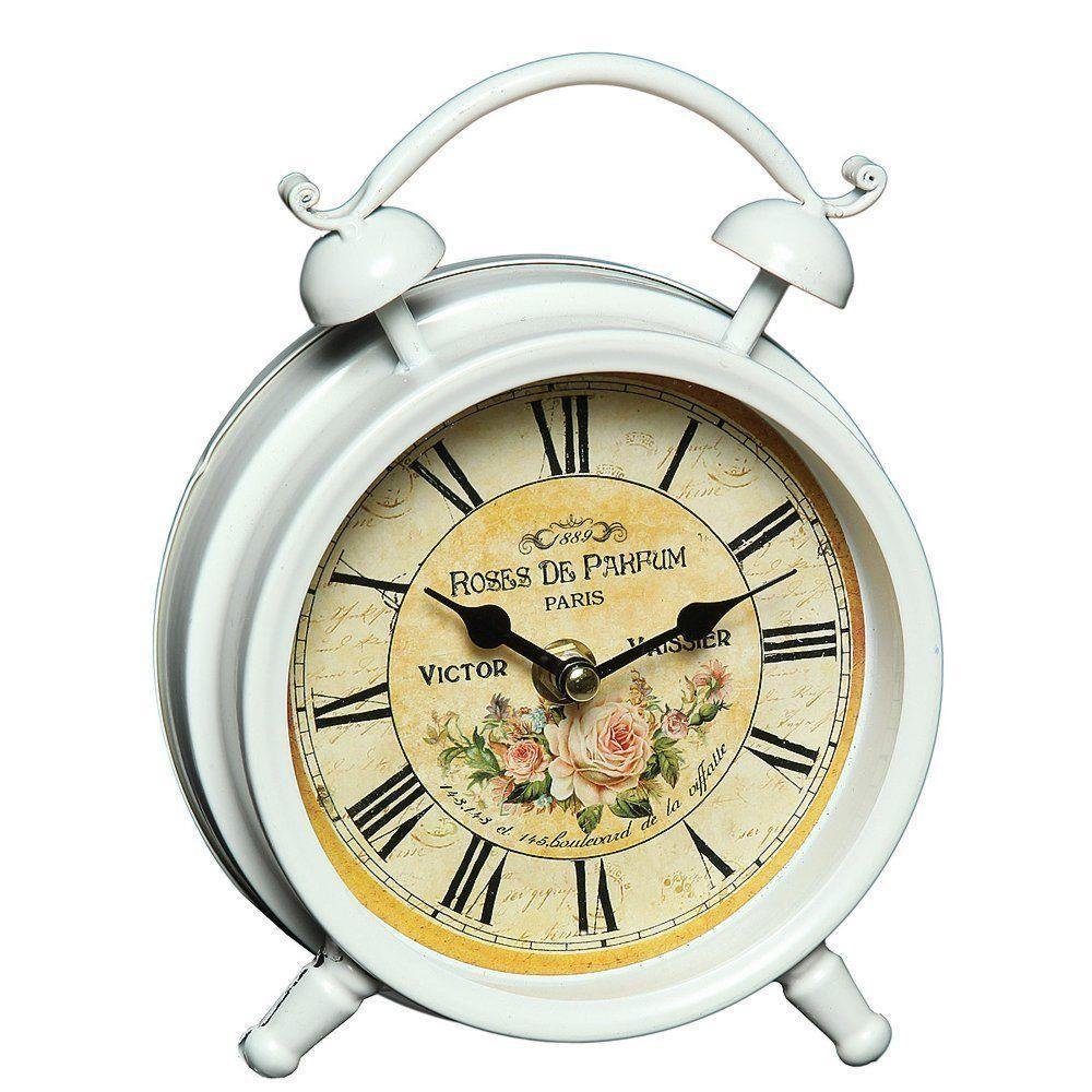 Tischuhr Tischuhr, Kamin-Uhr mit Rosenmotiv, Landhaus Uhr