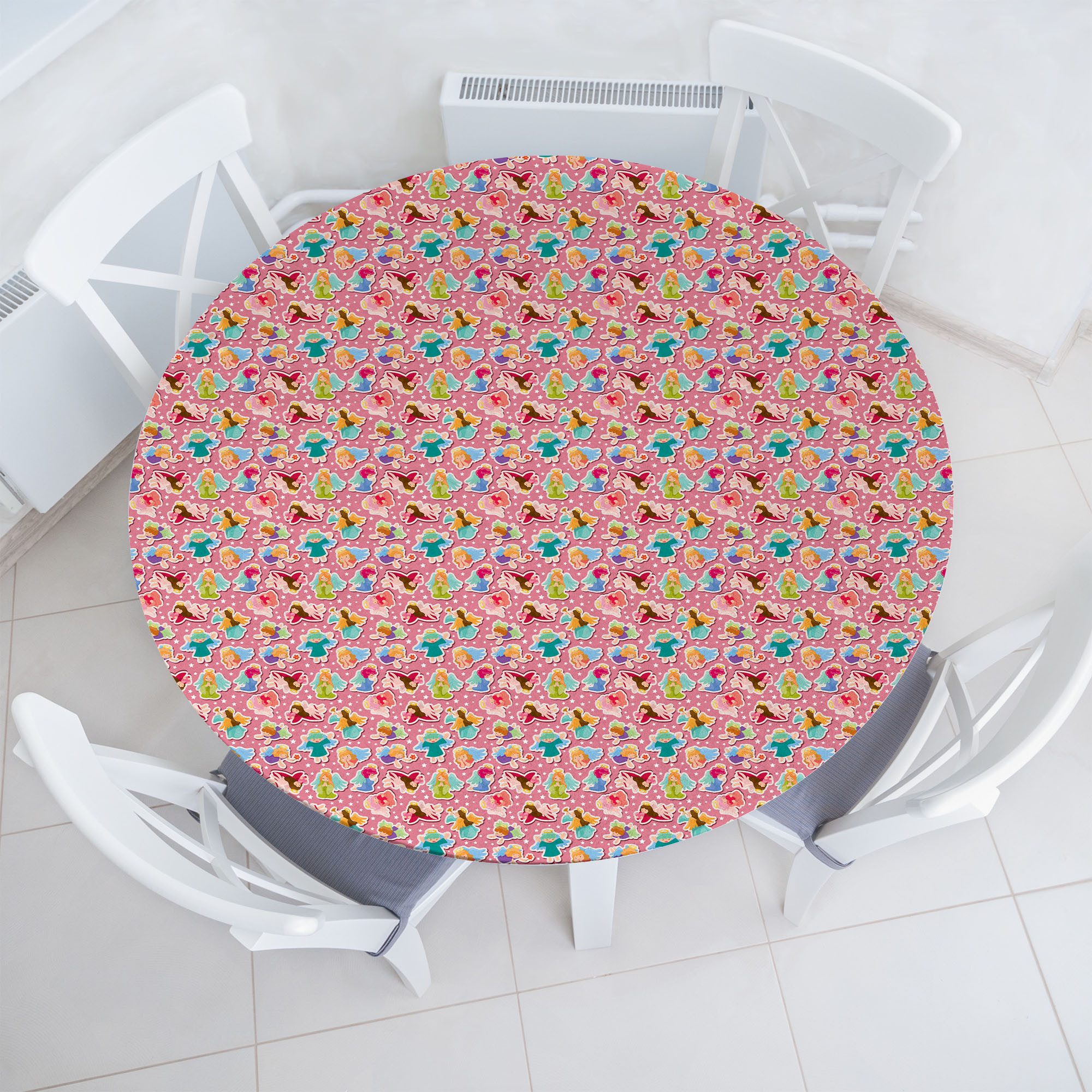 Abakuhaus Tischdecke Rundum-elastische Stofftischdecke, Engel Flügel Ostern Kunst
