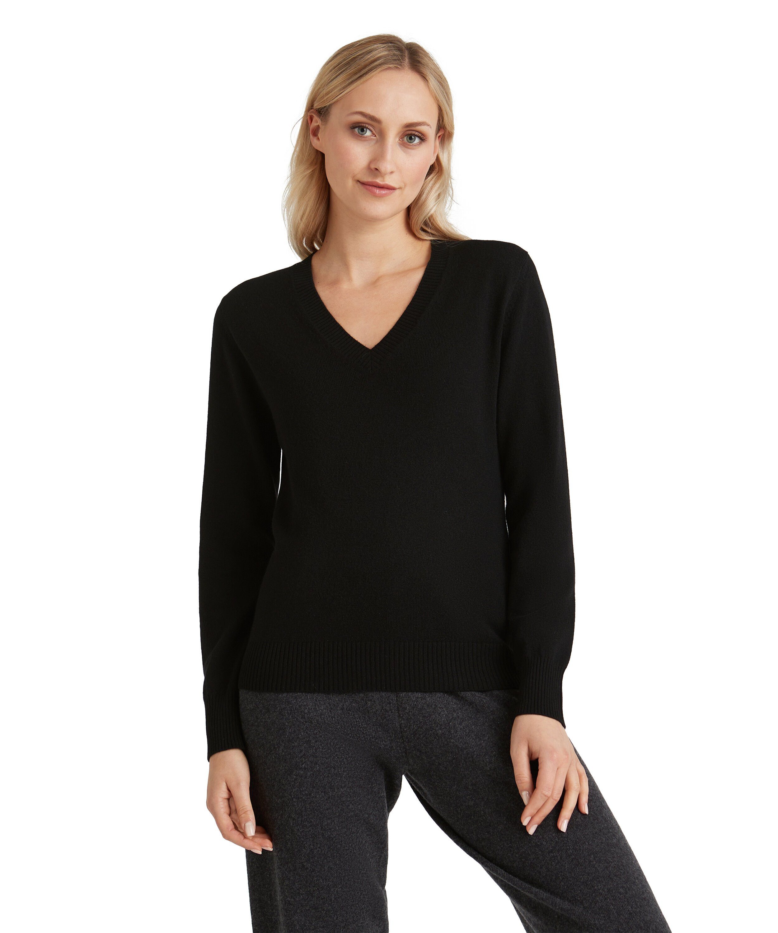 FALKE Strickpullover black (1-tlg) Kaschmir (3000) aus reinem