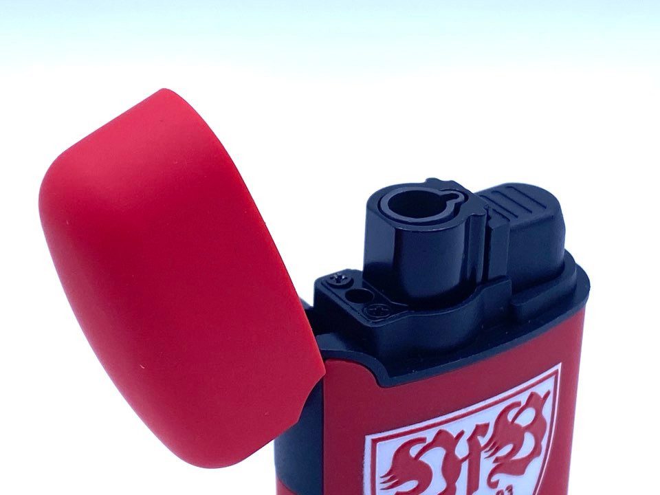 VfB Stuttgart Feuerzeug Easy Torch Jet Sturmfeuerzeug rot mit Logo, Fussball Lizenzprodukt Fanartikel VFB Stuttgart