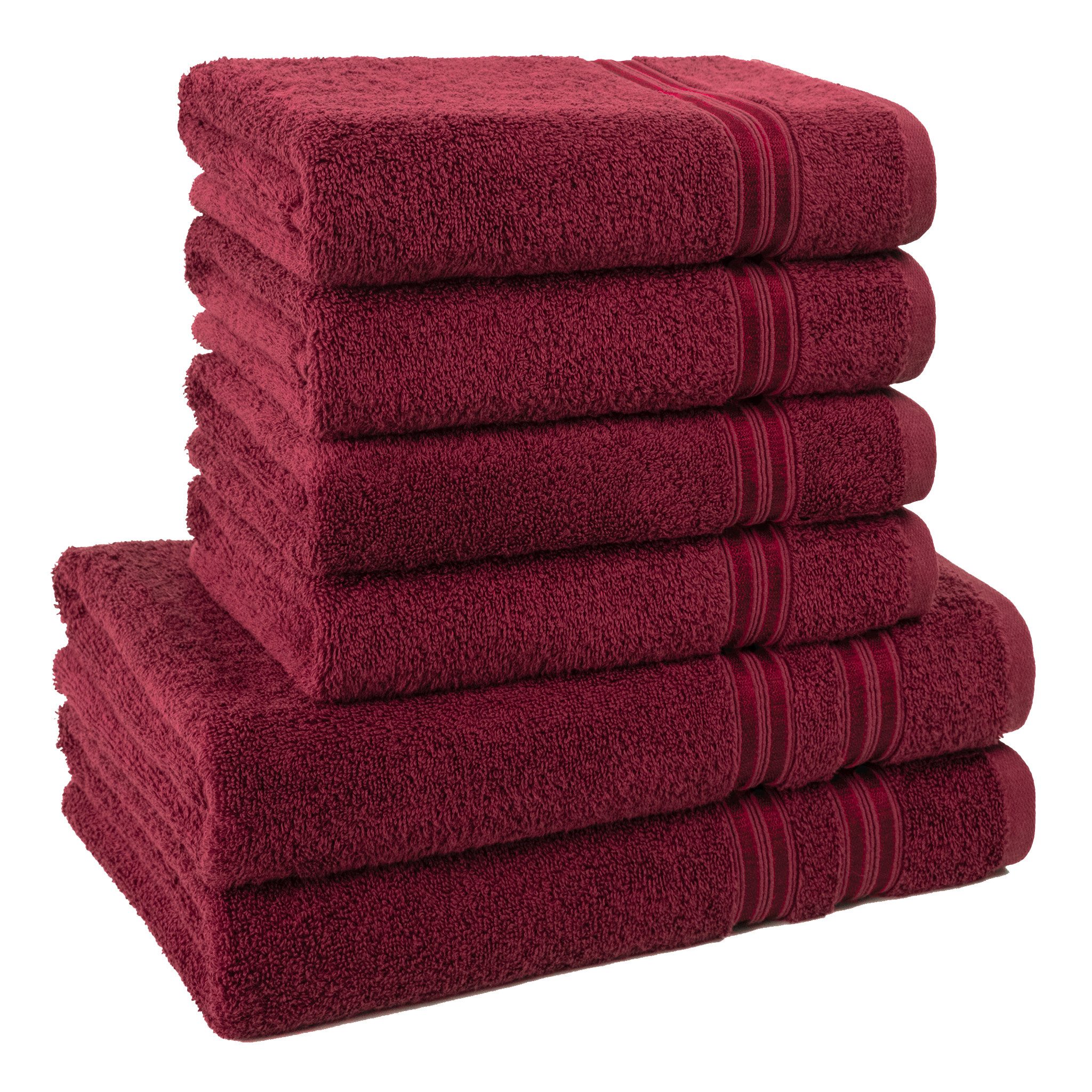 HAMMETEX Handtuch Set 6-teiliges Handtuch Set, 100% Baumwolle, Weich & Saugstark, Frottier (Set, 6-St), mit Bordüre, einfarbig, weich