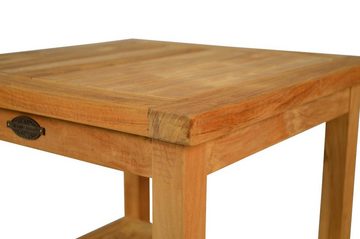 Kai Wiechmann Beistelltisch Teak Tischchen 50 x 50 cm mit 2 Ebenen als wetterfester Ablagetisch, nachhaltiger und unbehandelter Teak Gartentisch